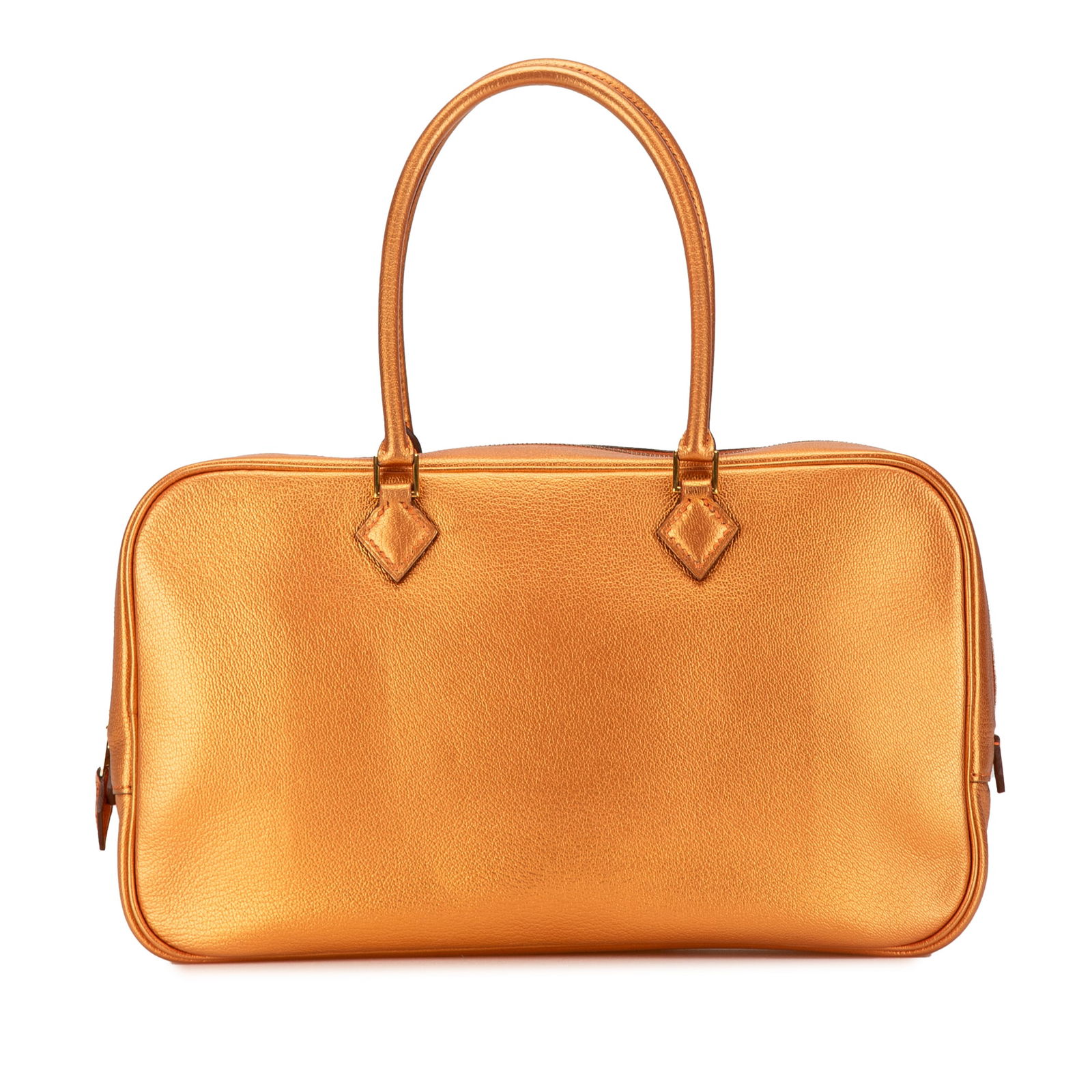 Hermes Metallic Chevre Coromandel Plume Elan 28 Handbag Orange Leather: Hermes Metallic Chevre Coromandel Plume Elan 28 Handbag Orange Leather Introducing the Hermes Metallic Chevre Coromandel Plume Elan 28, a stylish and sophisticated handbag crafted from luxurious Chevr