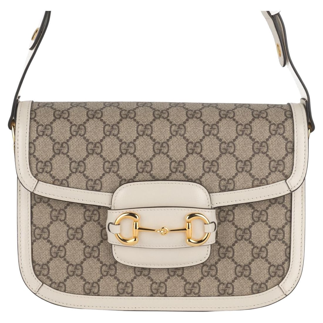 Gucci Horsebit 1955 Shoulder Bag Creme GG Supreme Italy: Gucci Horsebit 1955 Shoulder Bag Creme GG Supreme Italy Discover the elegance of the Gucci Horsebit 1955 Shoulder Bag, a stunning blend of style and functionality. This exquisite bag is crafted from c
