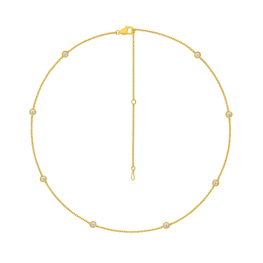 14K Yellow Gold Lab Grown Diamond 1/2 Ct.Tw. Yard Chain Necklace (SIZE-16"): 14K Yellow Gold Lab Grown Diamond 1/2 Ct.Tw. Yard Chain Necklace (SIZE-16") This elegant yard chain necklace showcases 1/2 CT TW of lab-grown diamonds set in radiant 14K yellow gold. Designed at 16 in