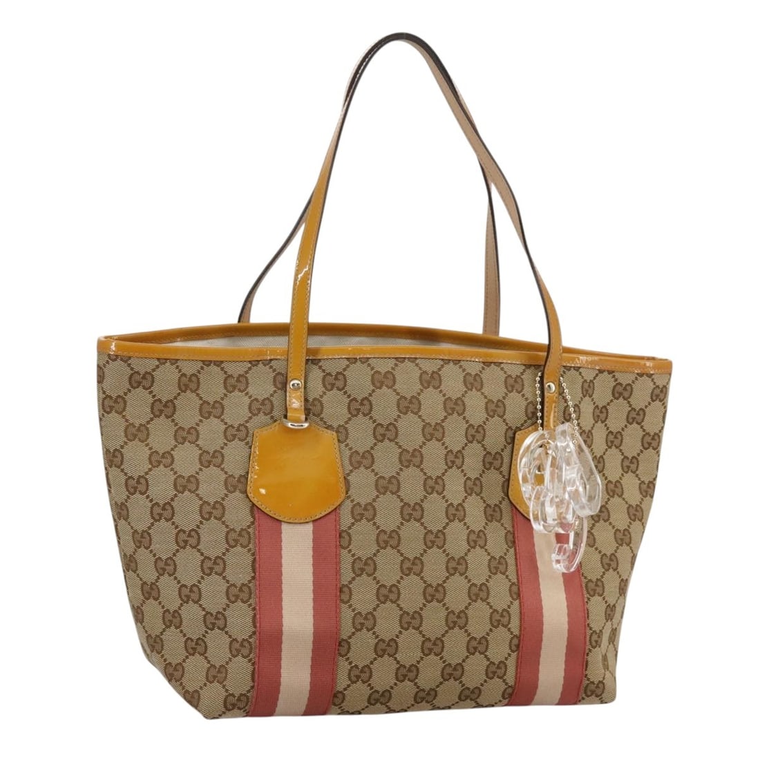 GUCCI GG Canvas Sherry Line Tote Bag Beige Gold 211971 Authentic: GUCCI GG Canvas Sherry Line Tote Bag Beige Gold 211971 Authentic This authentic GUCCI GG Canvas Sherry Line Tote Bag features a stylish beige and gold design, perfect for any occasion. Crafted from du