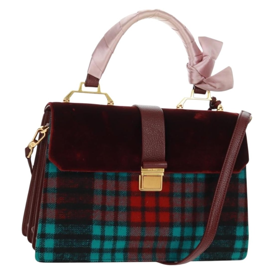 Red and Gold Velor Miu Miu 2way Handbag with Dust Bag and Strap (1 of 18)