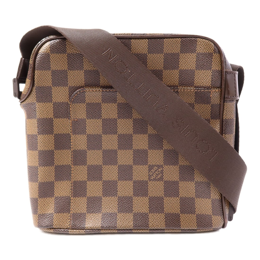 Louis Vuitton Olaf PM Damier Ebene Brown Crossbody Shoulder Bag N41442: Louis Vuitton Olaf PM Damier Ebene Brown Crossbody Shoulder Bag N41442 This Louis Vuitton Olaf PM crossbody shoulder bag features the iconic Damier Ebene brown PVC coated canvas. Designed for versatil