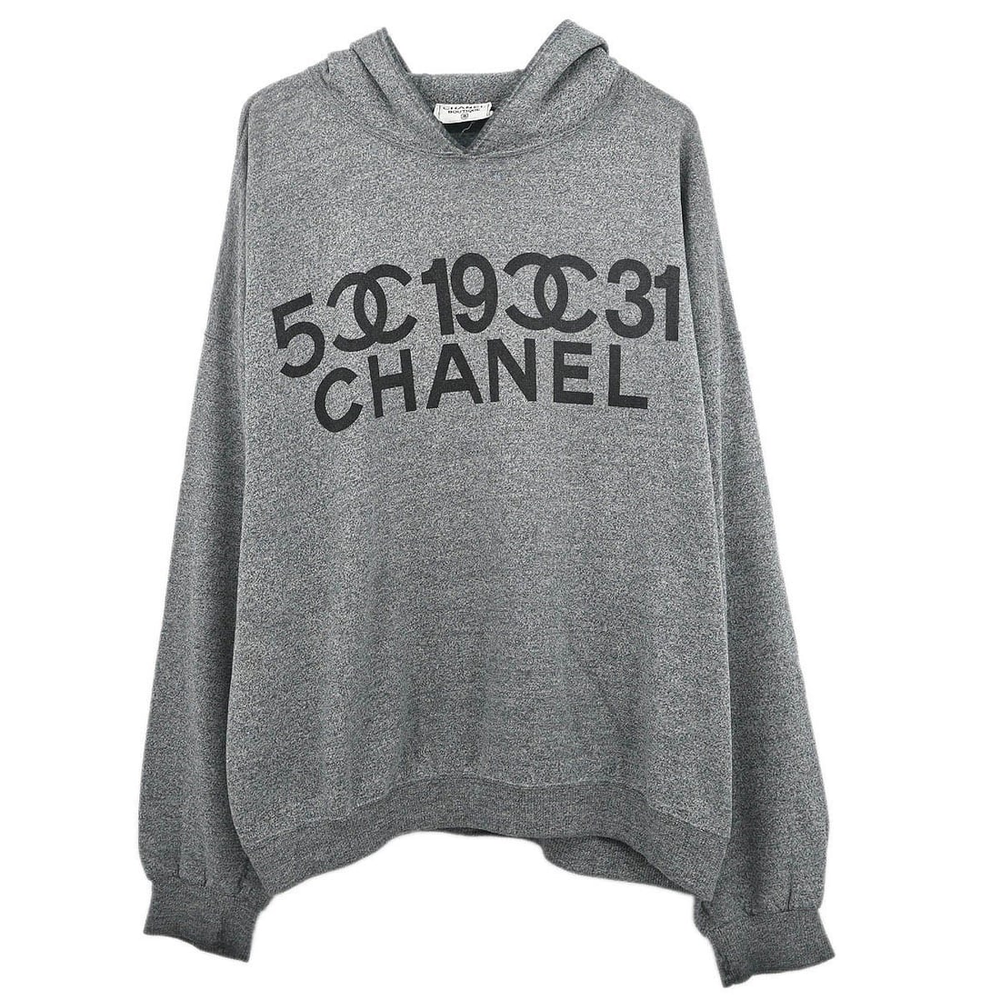 Gray Hooded V-Neck Long Sleeve Top by Chanel (1 of 10)
