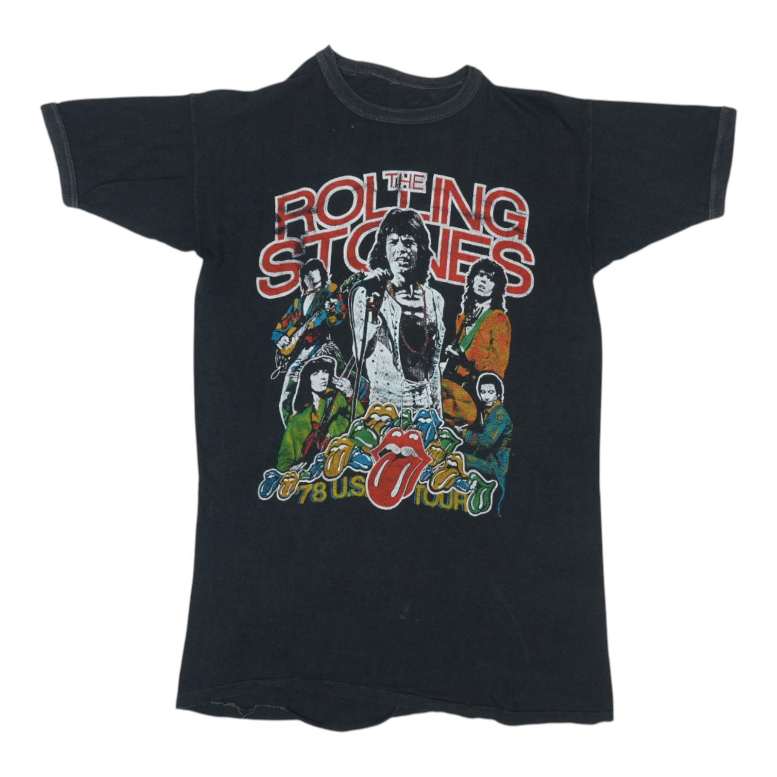 Vintage 1978 Rolling Stones Concert Tour Cotton Black Shirt With Dual Graphics: Vintage 1978 Rolling Stones Concert Tour Cotton Black Shirt With Dual Graphics This is an original vintage 1978 Rolling Stones World Tour shirt featuring front and back graphics. Made from 100% cotton