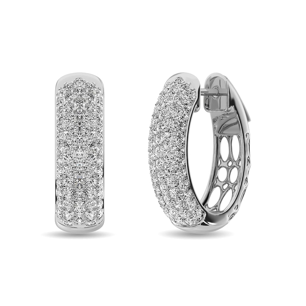 Diamond 2 1/10 Ct.tw Hoop Earrings in 14K White Gold: Diamond 2 1/10 Ct.tw Hoop Earrings in 14K White Gold Diamond 2 1/10 Ct.Tw. Hoop Earrings in 14K White Gold 14k White Gold Stone Color: G-h Stone Clarity: I1 This item may take 2-5 weeks for shipping.