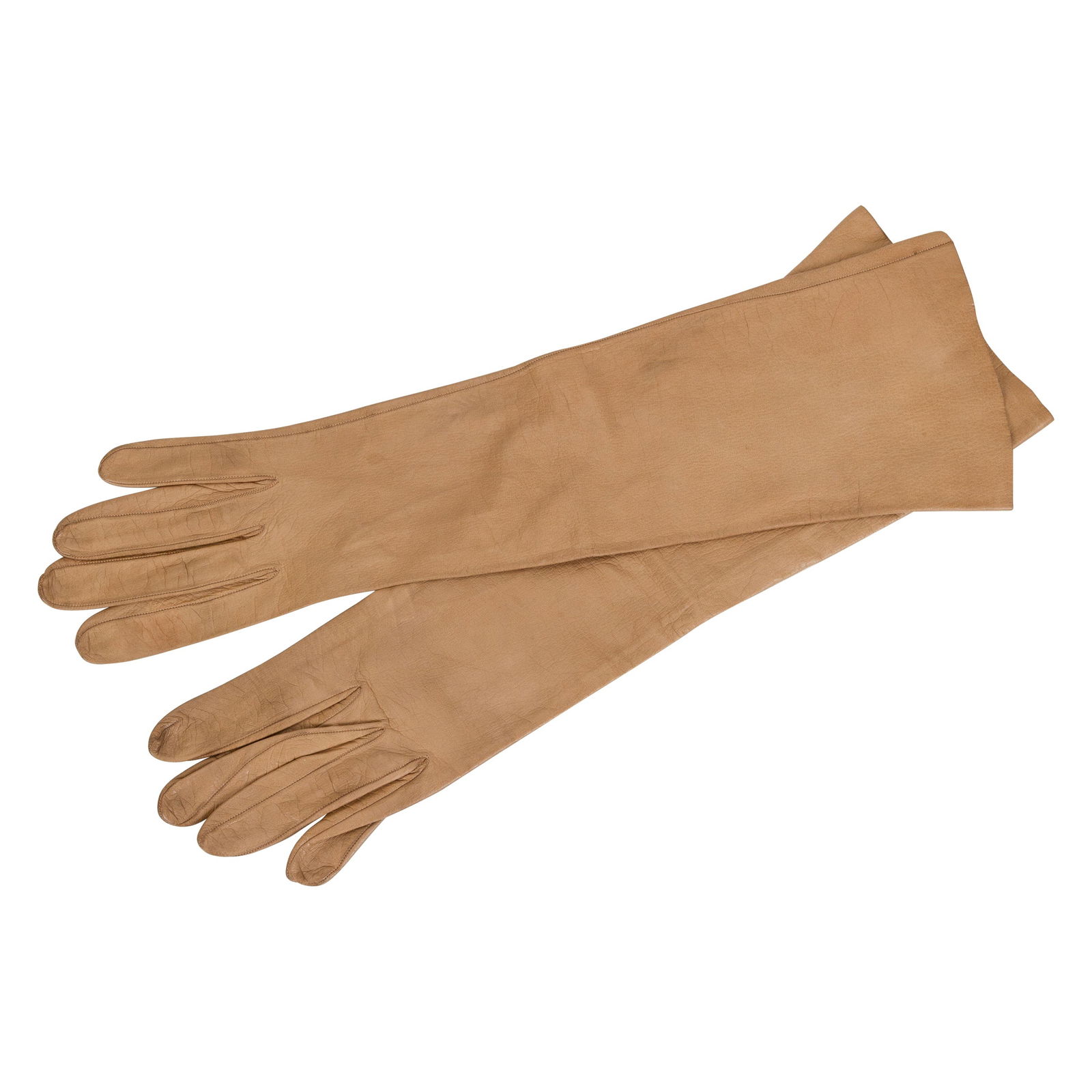 Hermes Vintage Beige Butter Lambskin Long Gloves (1 of 4)