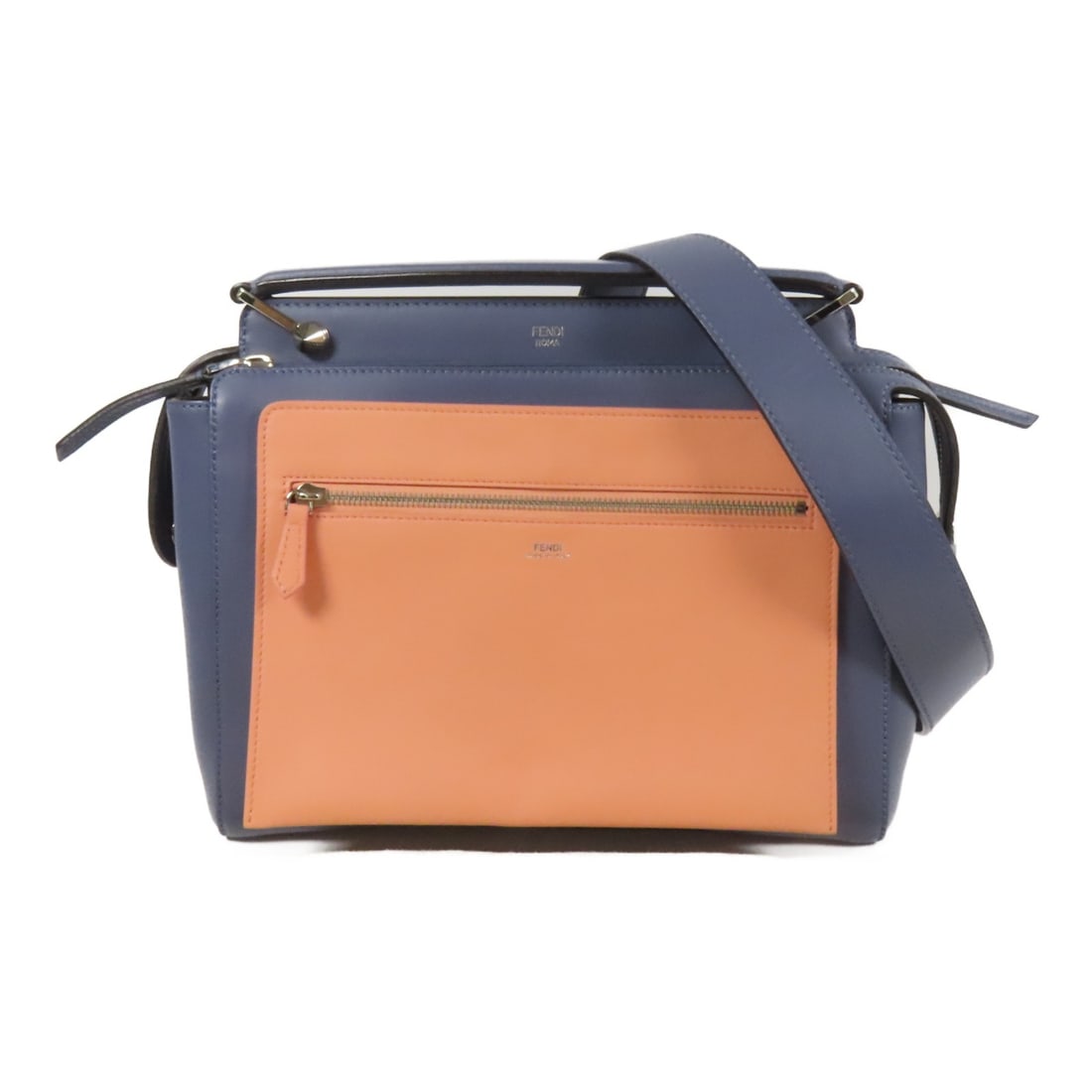 FENDI Dotcom 2way Shoulder Bag Calfskin Leather Blue Made in Italy: FENDI Dotcom 2way Shoulder Bag Calfskin Leather Blue Made in Italy This FENDI Dotcom 2way Shoulder Bag is crafted from luxurious calfskin leather in a striking blue hue. Its versatile design allows fo