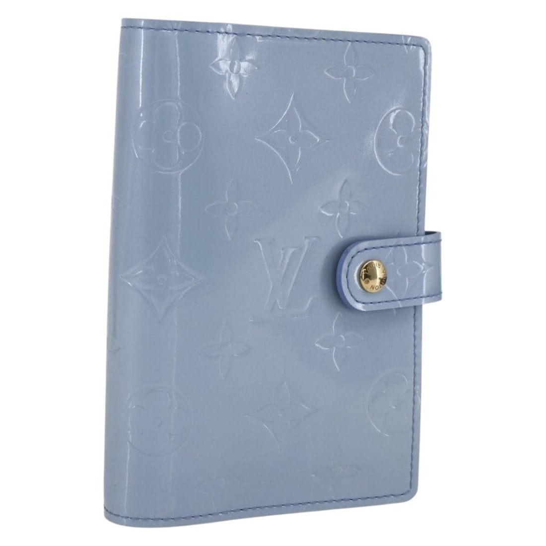Monogram Vernis Lavande Patent Leather Agenda PM Day Planner by Louis Vuitton: Monogram Vernis Lavande Patent Leather Agenda PM Day Planner by Louis Vuitton This Louis Vuitton Monogram Vernis Agenda PM Day Planner Cover is crafted from patent leather in a lavande hue. It feature