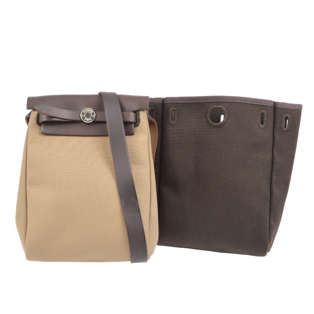 Hermes Herbag TPM Brown Toile Officier 2 in 1 Shoulder Bag (1 of 9)