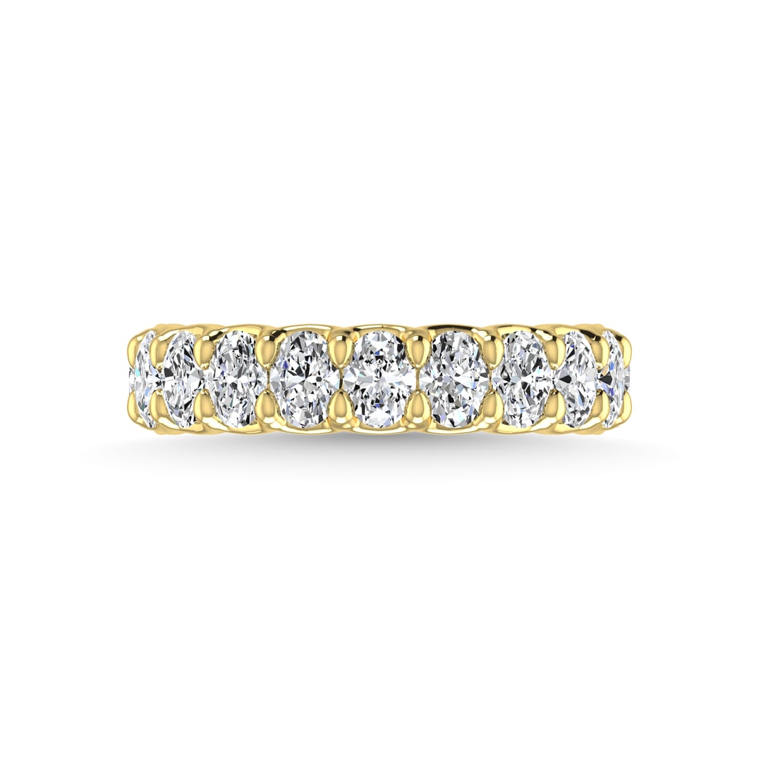 14K Yellow Gold 1 7/8 CT Tw. Oval Shape Lab Grown Diamond Three Forth Eternity Band: 14K Yellow Gold 1 7/8 CT Tw. Oval Shape Lab Grown Diamond Three Forth Eternity Band 14k Yellow Gold Stone Color: F Stone Clarity: Vs This item may take 2-5 weeks for shipping. PLEASE NOTE: Framed, Lar
