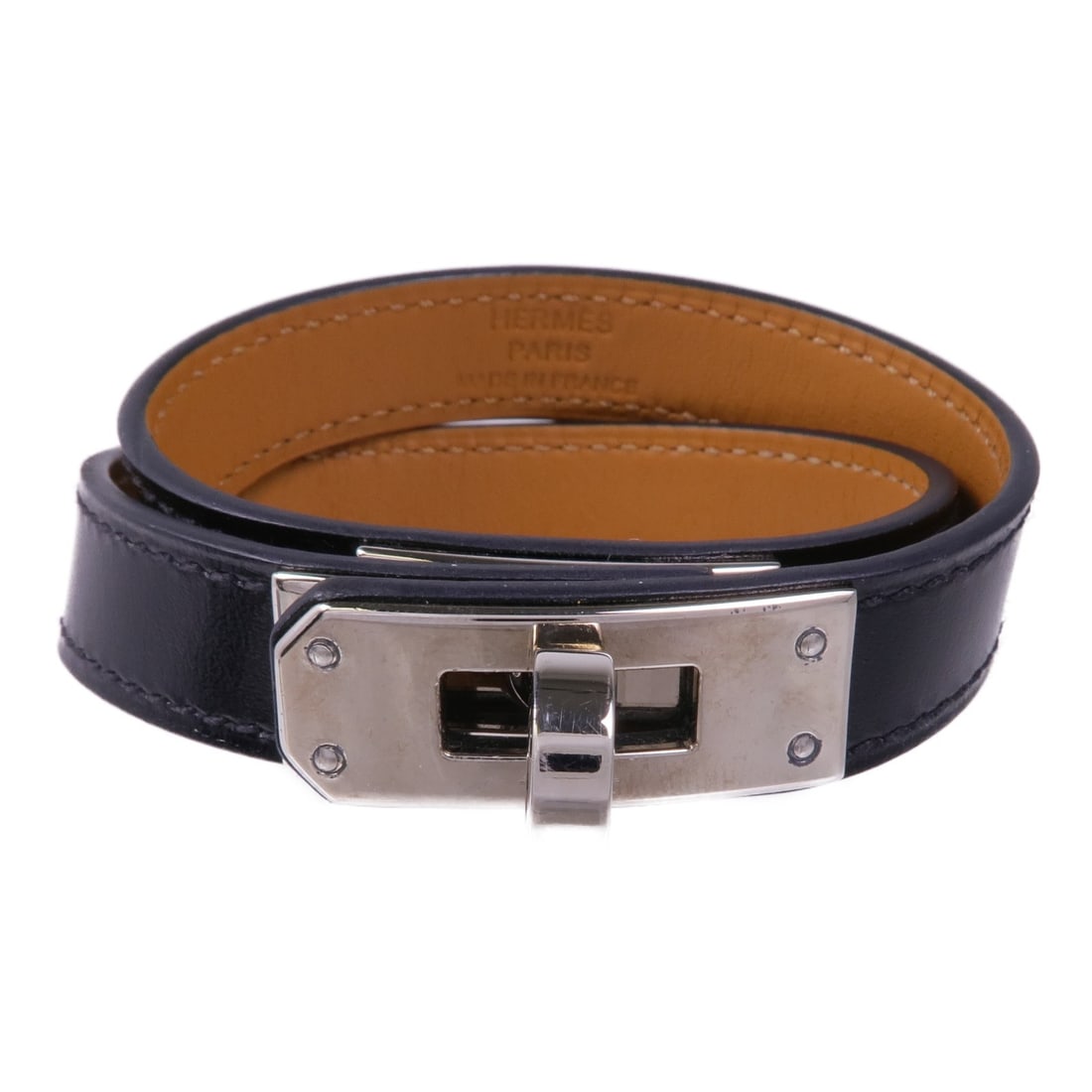 HERMES Kelly Double Tour Bracelet Black Calfskin Leather Made in France (1 of 11)