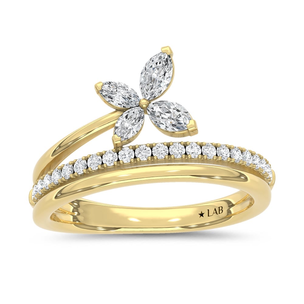 14K Yellow Gold Lab Grown Diamond 1/2 Ct.Tw. Fashion Ring: 14K Yellow Gold Lab Grown Diamond 1/2 Ct.Tw. Fashion Ring Add sparkle to any outfit with this elegant 14K Yellow gold fashion ring, featuring 1/2 carat total weight of dazzling lab-grown diamonds. Its