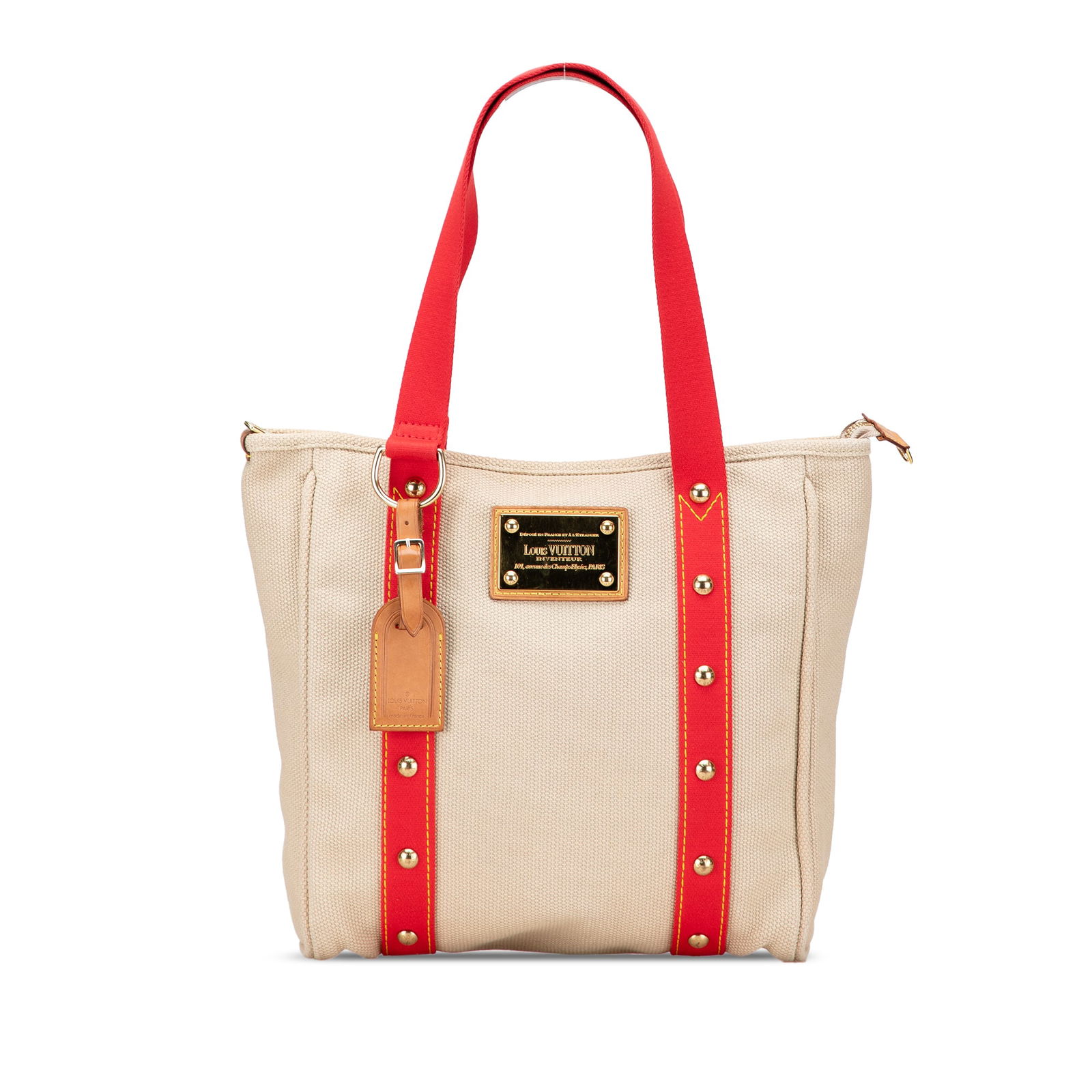 Louis Vuitton Antigua Cabas MM Brown Canvas Shoulder Bag: Louis Vuitton Antigua Cabas MM Brown Canvas Shoulder Bag The Louis Vuitton Antigua Cabas MM is a stylish and functional bag crafted from durable canvas. It features flat shoulder straps for easy carry