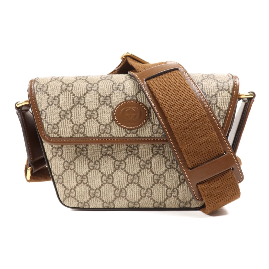 GUCCI GG Shoulder Bag 715767 Brown Coated Canvas GHW: GUCCI GG Shoulder Bag 715767 Brown Coated Canvas GHW Elevate your style with this GUCCI GG GHW Shoulder Bag, crafted from durable PVC coated canvas in a rich brown color. This chic shoulder bag featur