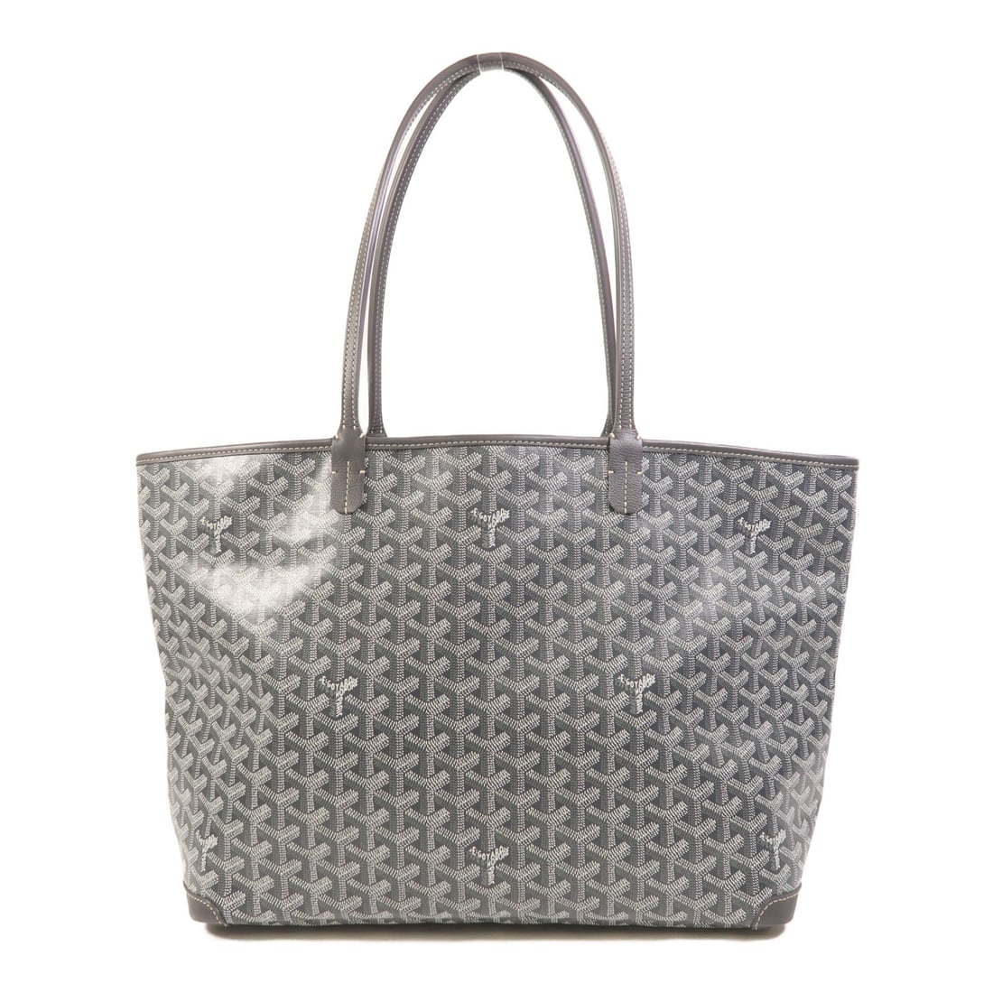 Goyard Artis MM Gray Coated Canvas Tote with Silver Hardware: Goyard Artis MM Gray Coated Canvas Tote with Silver Hardware This Goyard Artis MM shoulder tote bag features a gray PVC coated canvas exterior. The bag offers a spacious interior, making it suitable f