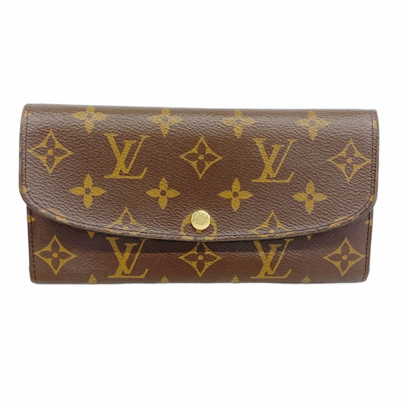 Louis Vuitton Emilie Wallet Brown Canvas France: Louis Vuitton Emilie Wallet Brown Canvas France The Louis Vuitton Emilie is a women's wallet crafted from brown canvas, featuring a sleek design and practical dimensions. Made in France, it shows trac