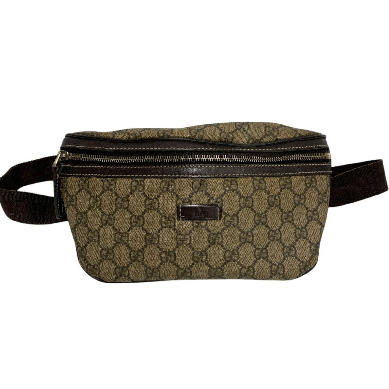 Brown Canvas Gucci Unisex Pouch Bag 16cm x 26cm: Brown Canvas Gucci Unisex Pouch Bag 16cm x 26cm This Gucci unisex bag features a brown canvas exterior with dimensions of 16cm x 26cm x 1cm (6.29'' x 10.23'' x 0.39''). Crafted in Italy, it shows trac