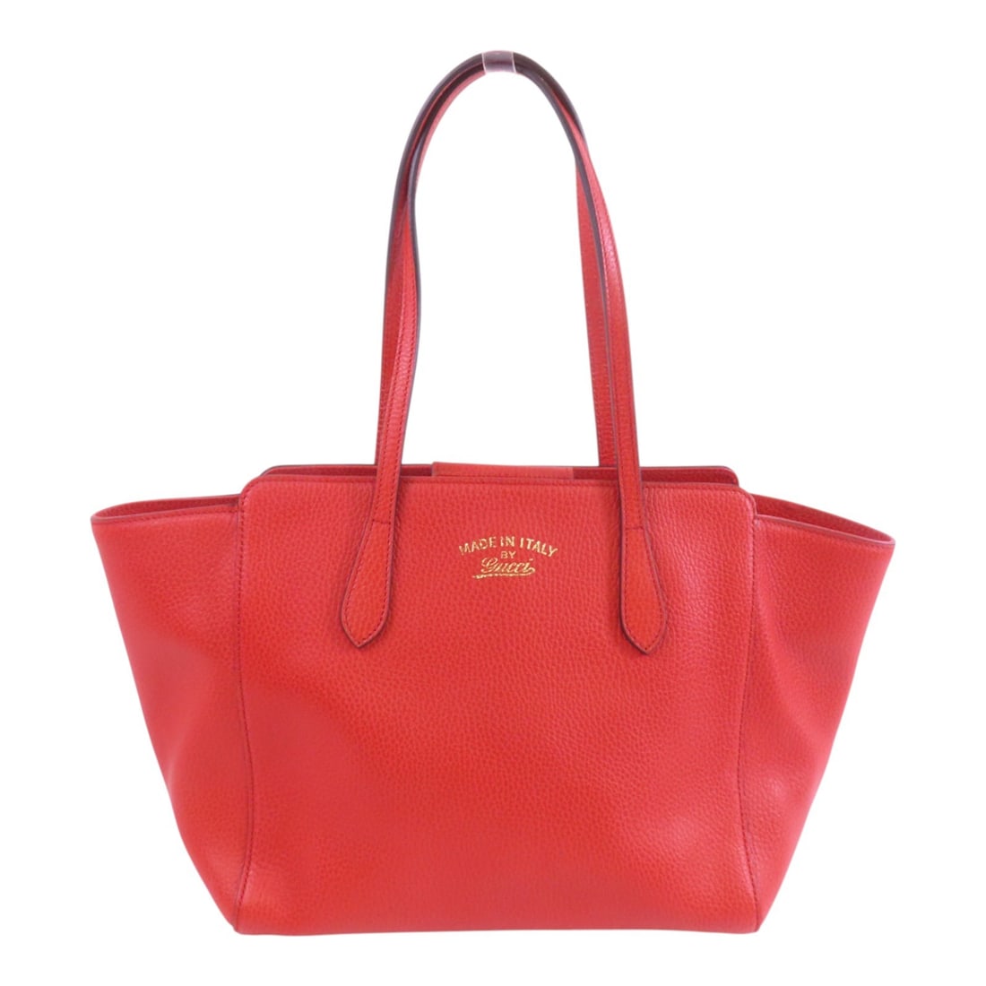 GUCCI GG Red Calfskin Leather Tote Bag 354408: GUCCI GG Red Calfskin Leather Tote Bag 354408 This stunning GUCCI GG Tote Bag is crafted from premium calfskin leather, featuring a vibrant red exterior that adds a bold touch to any outfit. With dime
