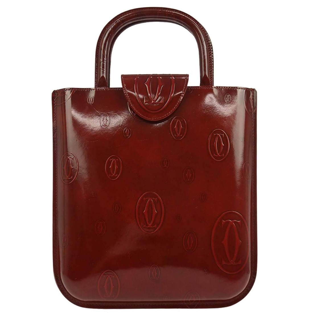 Cartier Happy Birthday Bordeaux Patent Leather Top Handle Bag France (1 of 10)