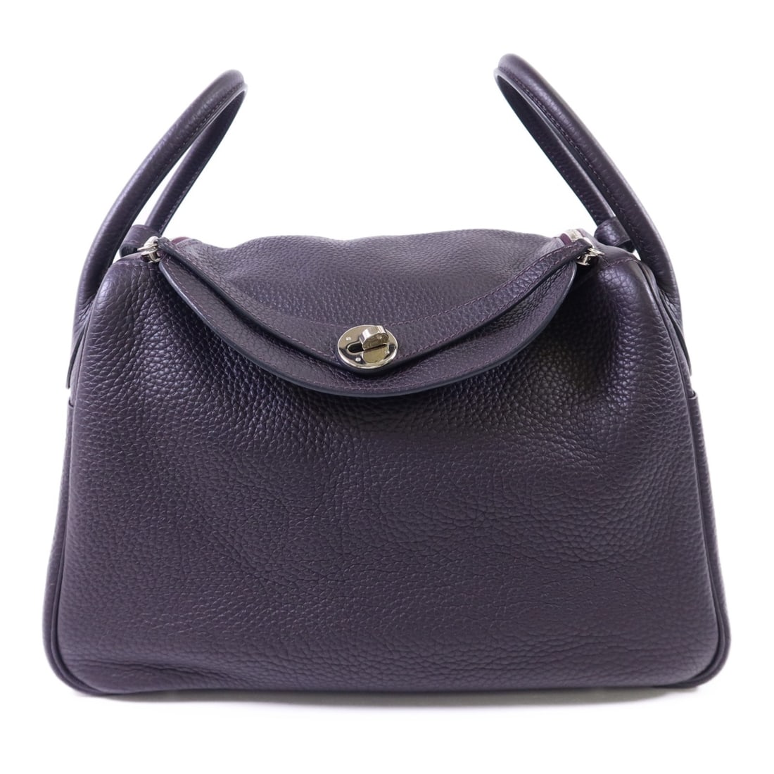 Hermes Lindy 30 Clemence Leather Shoulder Bag with Palladium Hardware Prunoir: Hermes Lindy 30 Clemence Leather Shoulder Bag with Palladium Hardware Prunoir This Hermes Lindy 30 is a versatile 2-way shoulder bag crafted from Clemence calfskin leather in a Prunoir (black) color.