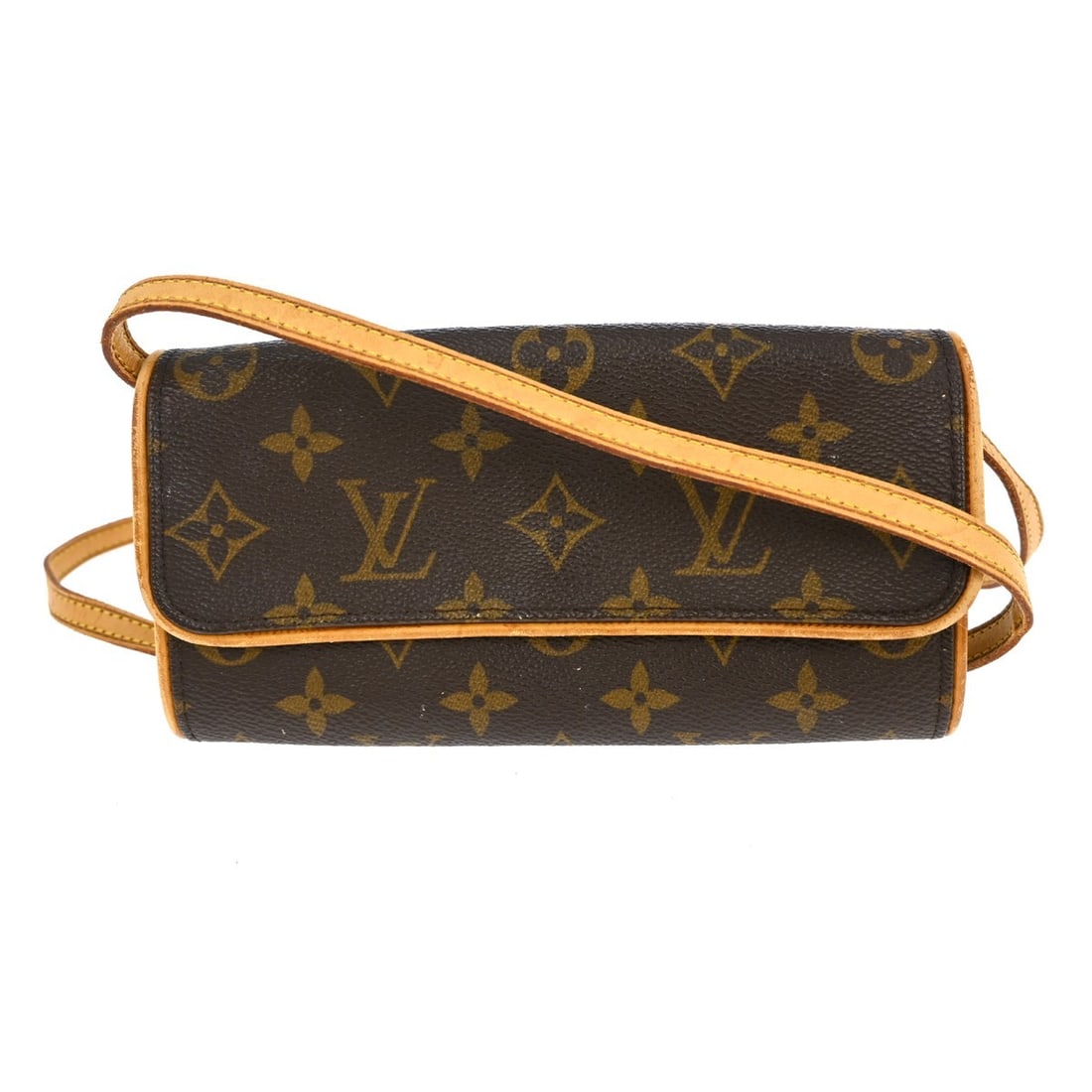 Louis Vuitton Pochette Twin PM Monogram Canvas Small Shoulder Bag M51854: Louis Vuitton Pochette Twin PM Monogram Canvas Small Shoulder Bag M51854 This Louis Vuitton Pochette Twin PM shoulder bag features the classic monogram canvas leather exterior with a brown color and l