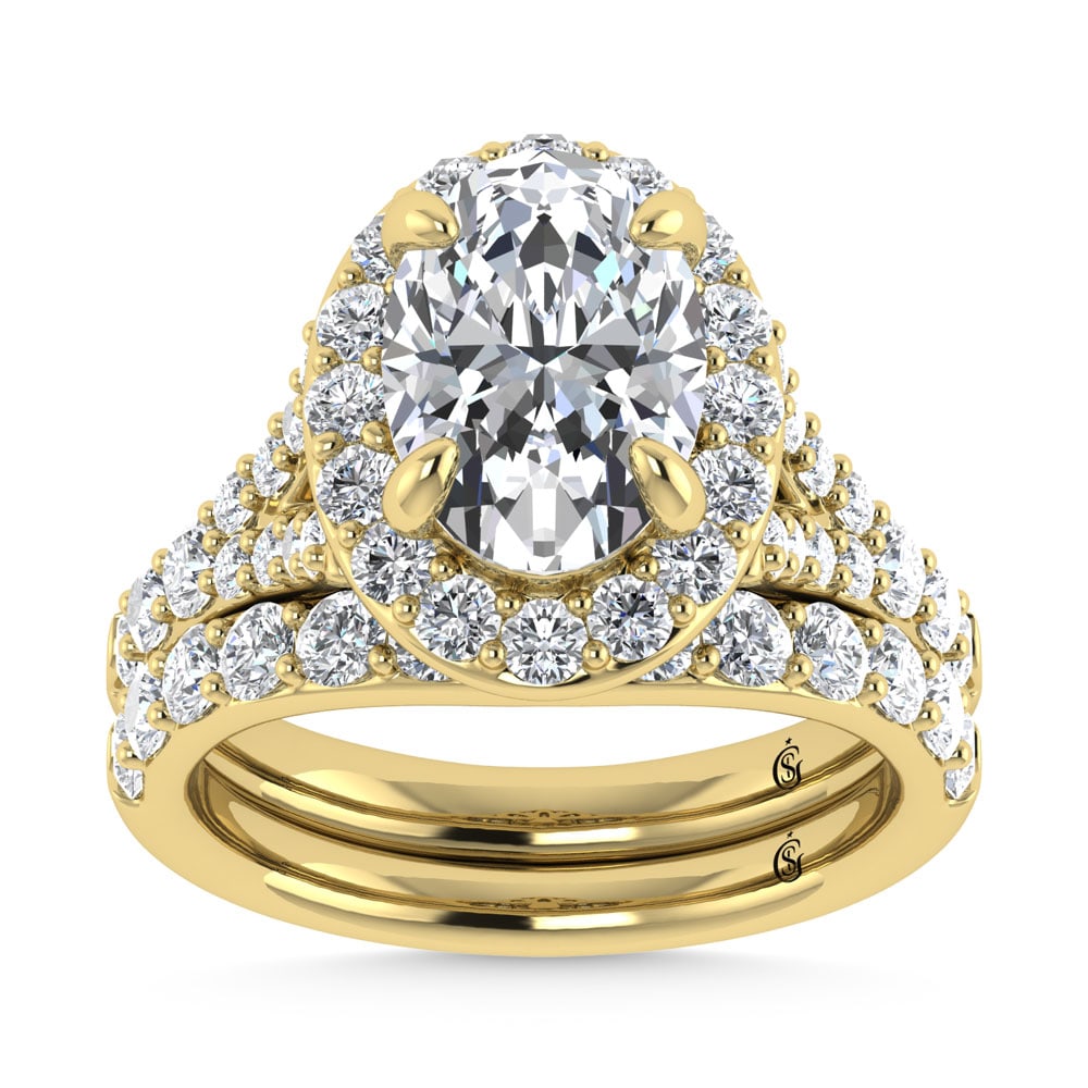 14K Yellow Gold 4 7/8 Ct.Tw. Lab Grown Diamond Bridal Ring (IGI Certified Center 3ct): 14K Yellow Gold 4 7/8 Ct.Tw. Lab Grown Diamond Bridal Ring (IGI Certified Center 3ct) 14k Yellow Gold Stone Color: D-f Stone Clarity: Vs This item may take 2-5 weeks for shipping. PLEASE NOTE: Framed,