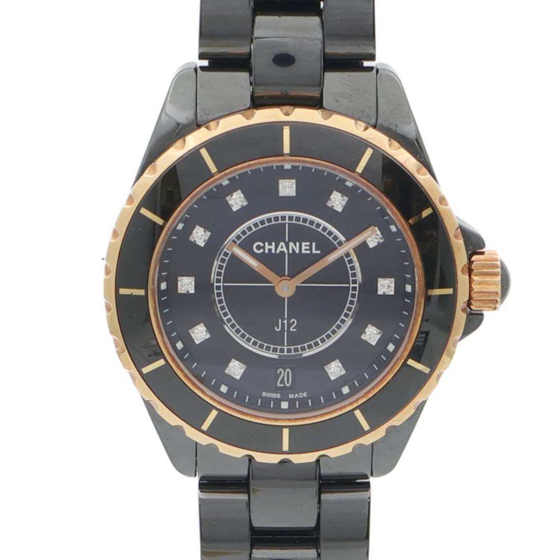 Black Ceramic CHANEL J12 H2544 Diamond Dial Automatic Wristwatch (1 of 16)