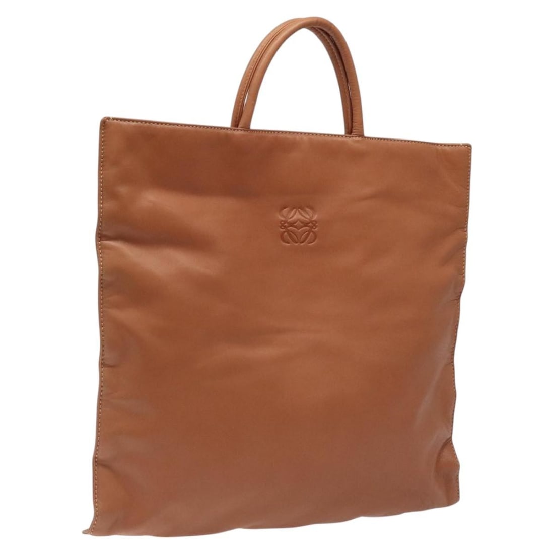 LOEWE Brown Leather Anagram Hand Bag Made in Spain: LOEWE Brown Leather Anagram Hand Bag Made in Spain Elevate your style with this authentic LOEWE Anagram Hand Bag, crafted from premium brown leather. With a spacious interior, this hand bag measures a