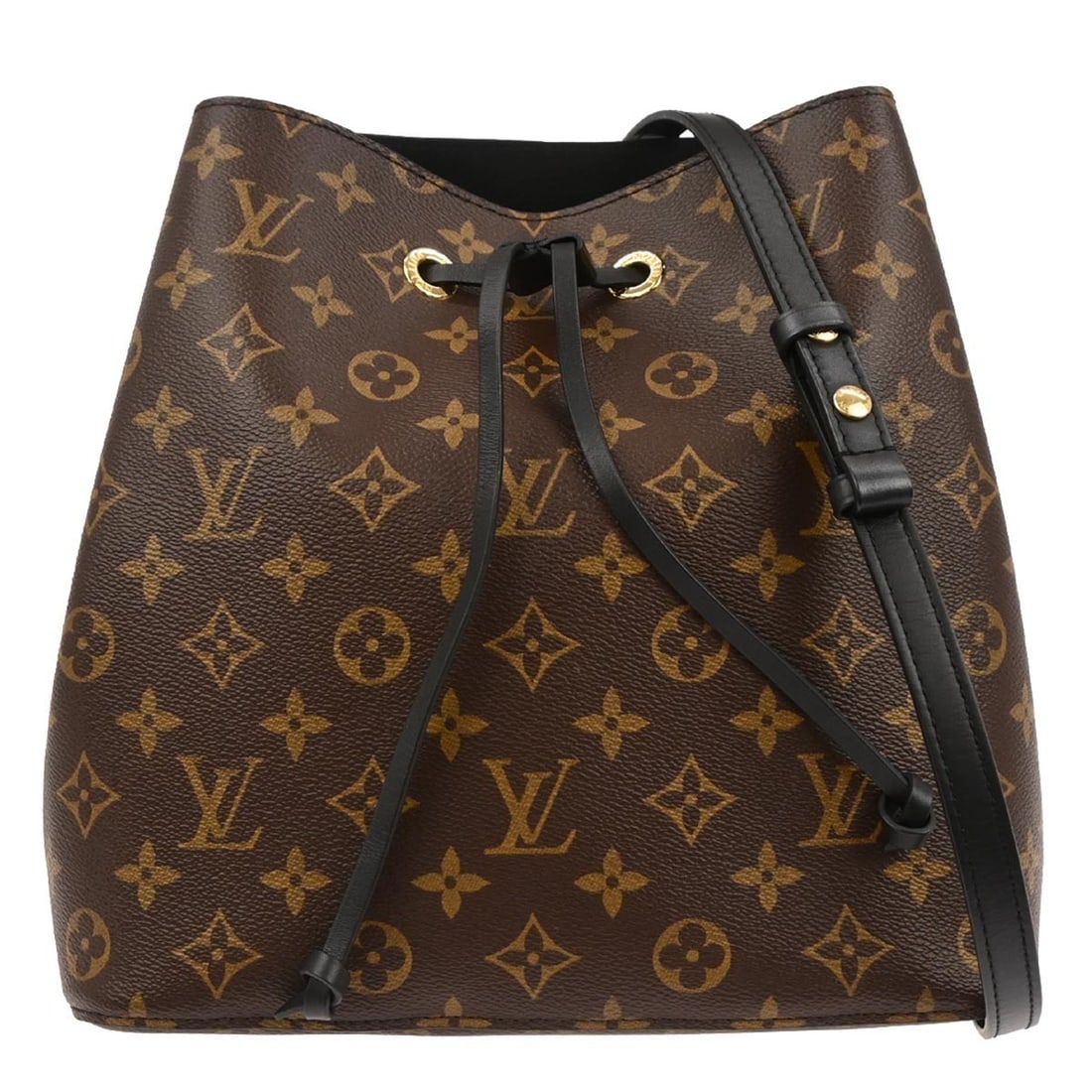 Neo Noe Bucket Bag in Monogram Canvas by Louis Vuitton M44020: Neo Noe Bucket Bag in Monogram Canvas by Louis Vuitton M44020 This Louis Vuitton Neo Noe shoulder bag features the signature monogram canvas leather in brown with a classic bucket and drawstring style