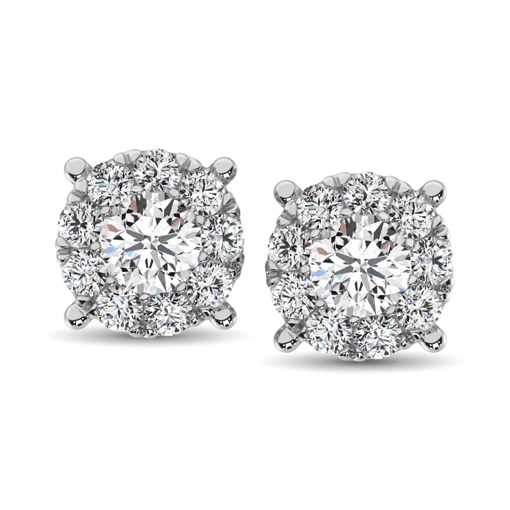 14K White Gold 5/8 Ct.Tw. Diamond Fashion Earrings: 14K White Gold 5/8 Ct.Tw. Diamond Fashion Earrings These stunning Earrings are available in 14K White Gold. There are 20 round diamonds with a total carat weight of 5/8 Ct.Tw. set in a invisible setti