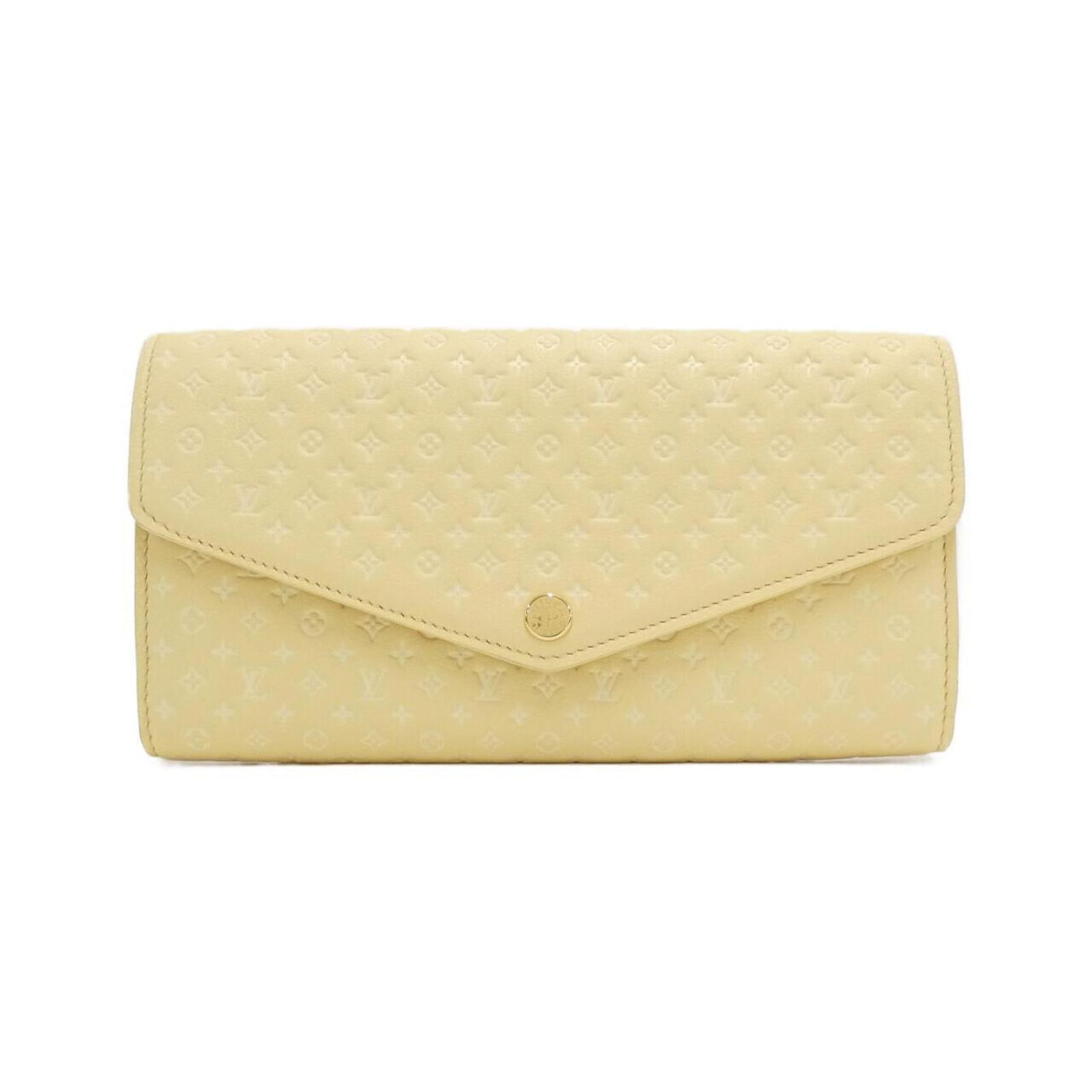 Yellow Leather Sarah Wallet by Louis Vuitton France: Yellow Leather Sarah Wallet by Louis Vuitton France This Louis Vuitton Sarah wallet features a sleek yellow leather exterior, offering a vibrant and stylish accessory. Designed for women, it provides