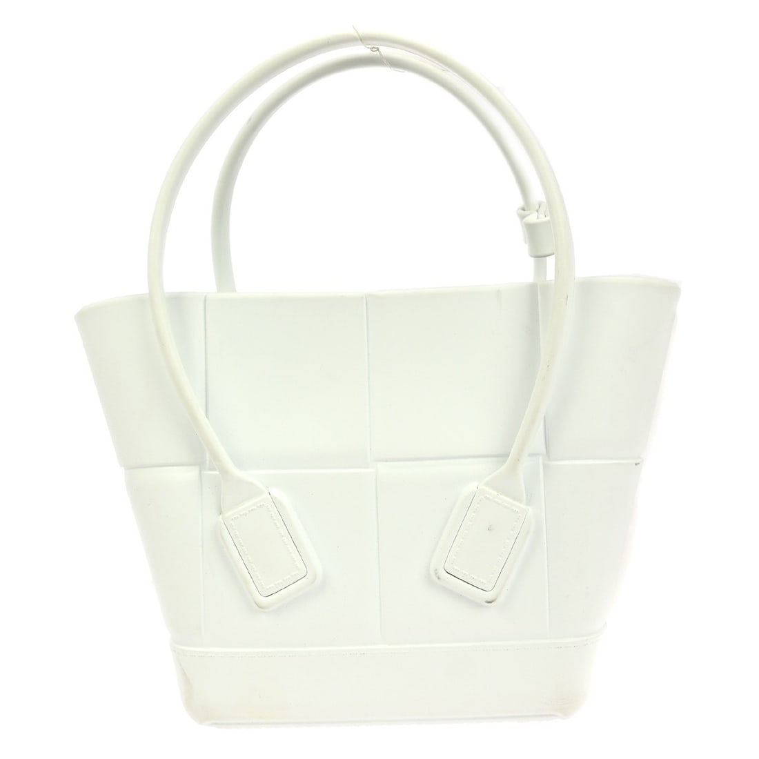Bottega Veneta Arco Medium Off-White Rubber Top Handle Bag: Bottega Veneta Arco Medium Off-White Rubber Top Handle Bag This Bottega Veneta Arco Handbag is a stylish medium-sized accessory crafted from durable off-white rubber. Designed for both functionality a