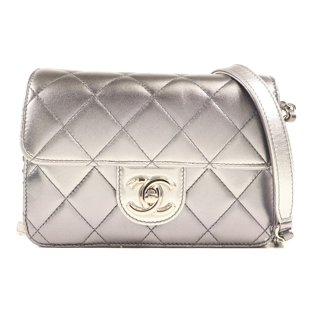 CHANEL Silver Leather Shoulder Bag AS3002 with Silver Hardware (1 of 14)