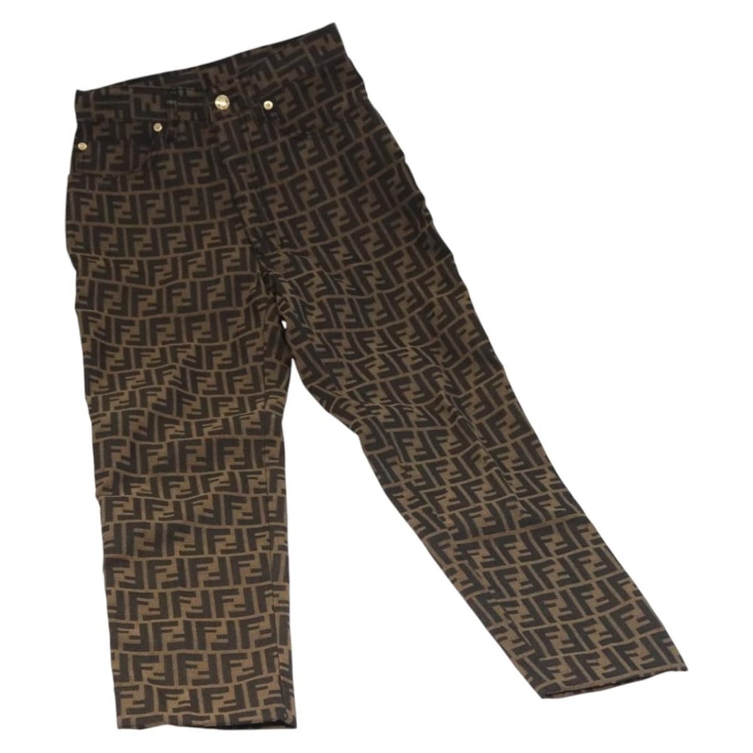 FENDI Zucca Canvas Pants Black Brown Authentic Made in Italy: FENDI Zucca Canvas Pants Black Brown Authentic Made in Italy Elevate your wardrobe with these authentic FENDI Zucca Canvas Pants, beautifully crafted in Italy. The stylish black and brown canvas featu