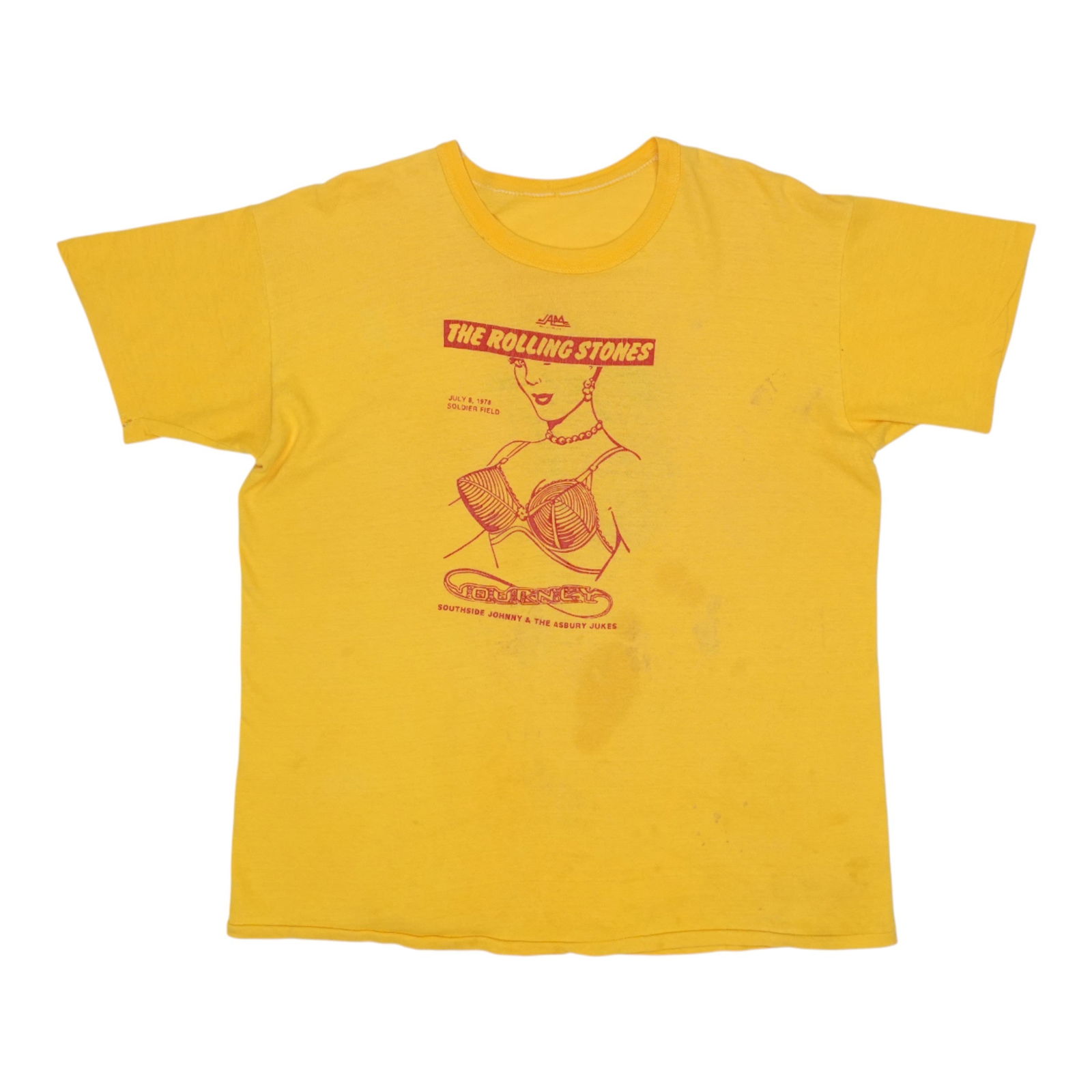 Vintage 1978 Some Girls Tour Shirt Rolling Stones Chicago Concert Yellow Cotton: Vintage 1978 Some Girls Tour Shirt Rolling Stones Chicago Concert Yellow Cotton This is an original vintage 1978 Rolling Stones "Some Girls" Chicago concert shirt, featuring graphics on both the front