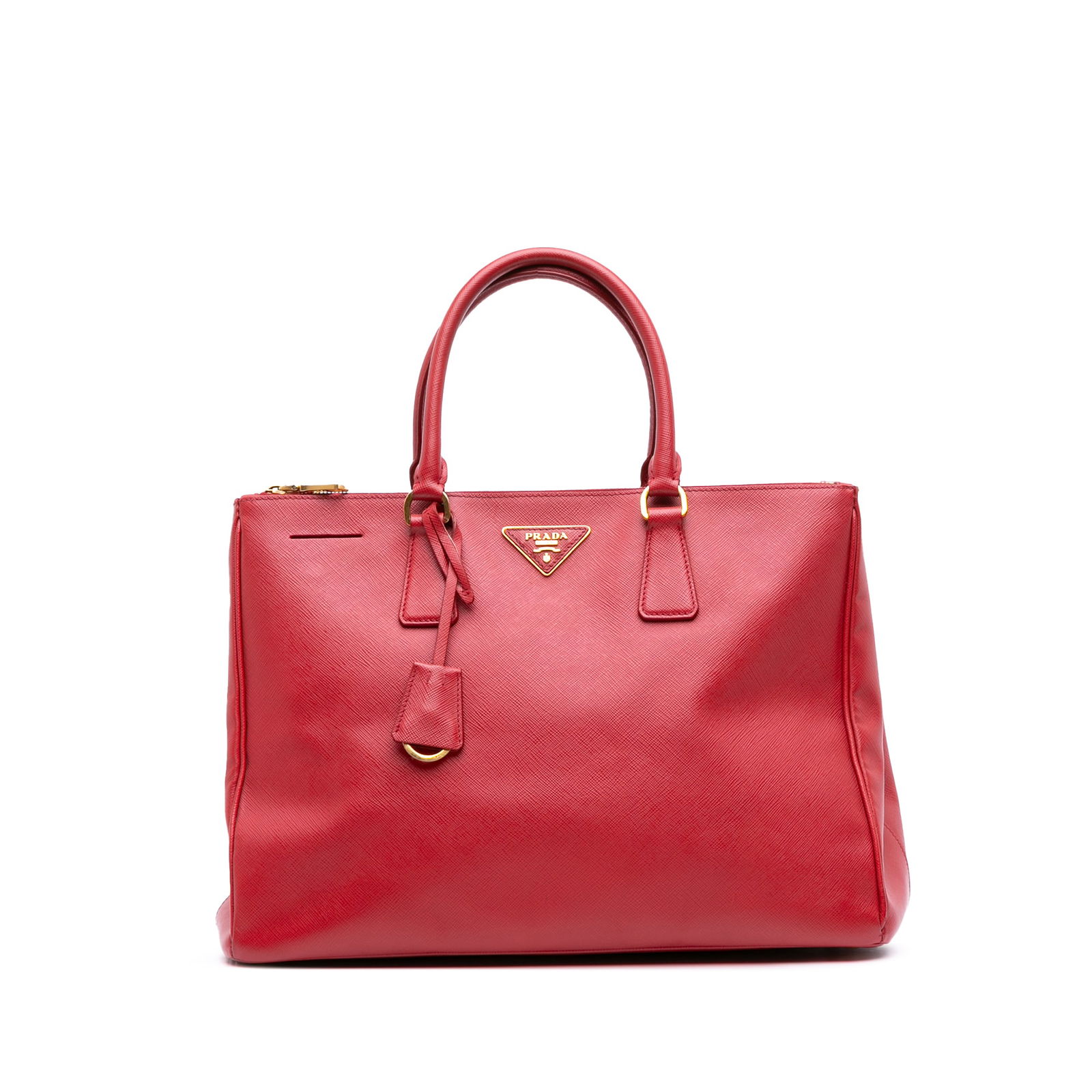 Prada Large Saffiano Lux Galleria Satchel Red Leather Double Zip: Prada Large Saffiano Lux Galleria Satchel Red Leather Double Zip This Prada Large Saffiano Lux Galleria Double Zip Satchel is a stunning example of luxury Italian craftsmanship. Made from high-quality