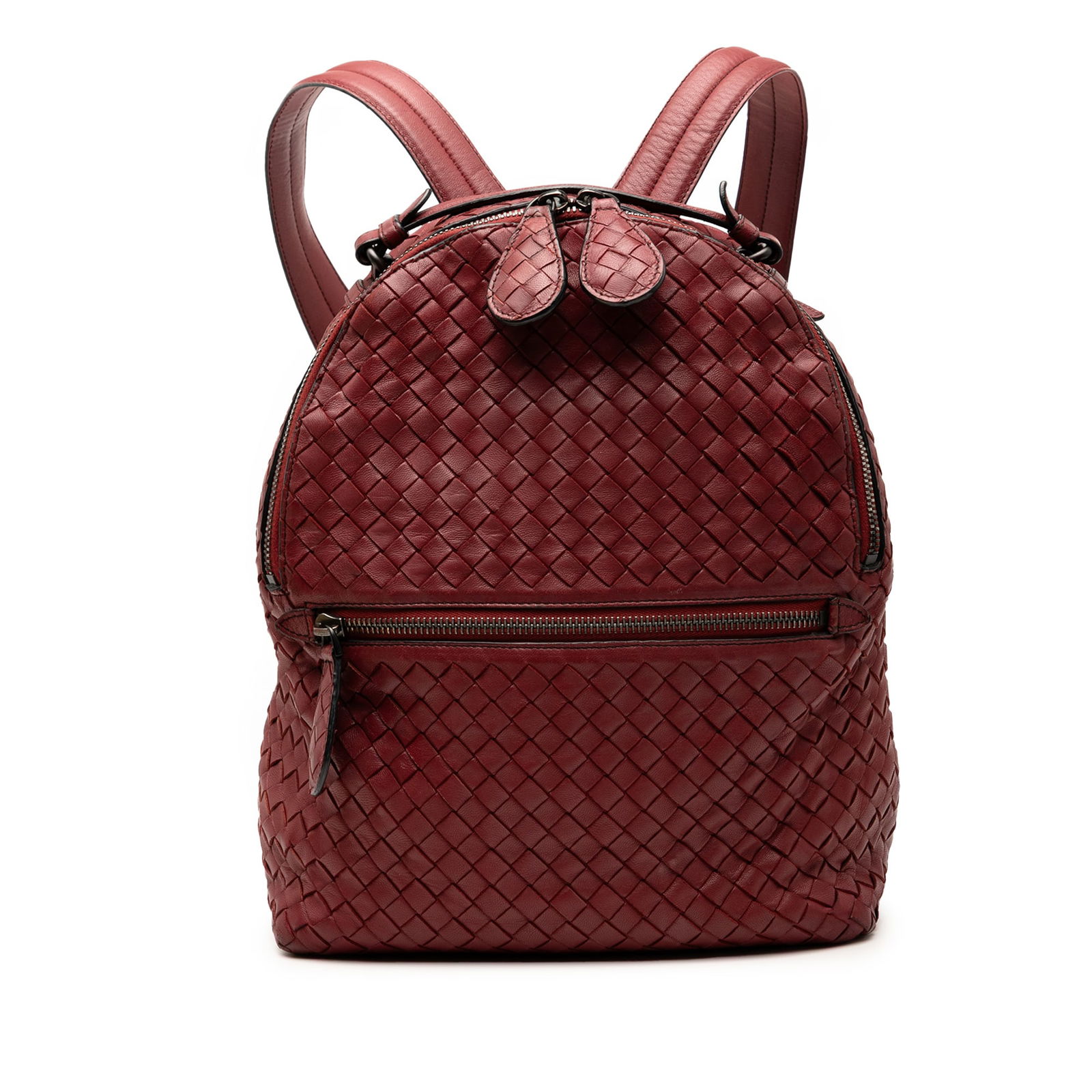 Bottega Veneta Red Nappa Intrecciato Leather Backpack (1 of 7)
