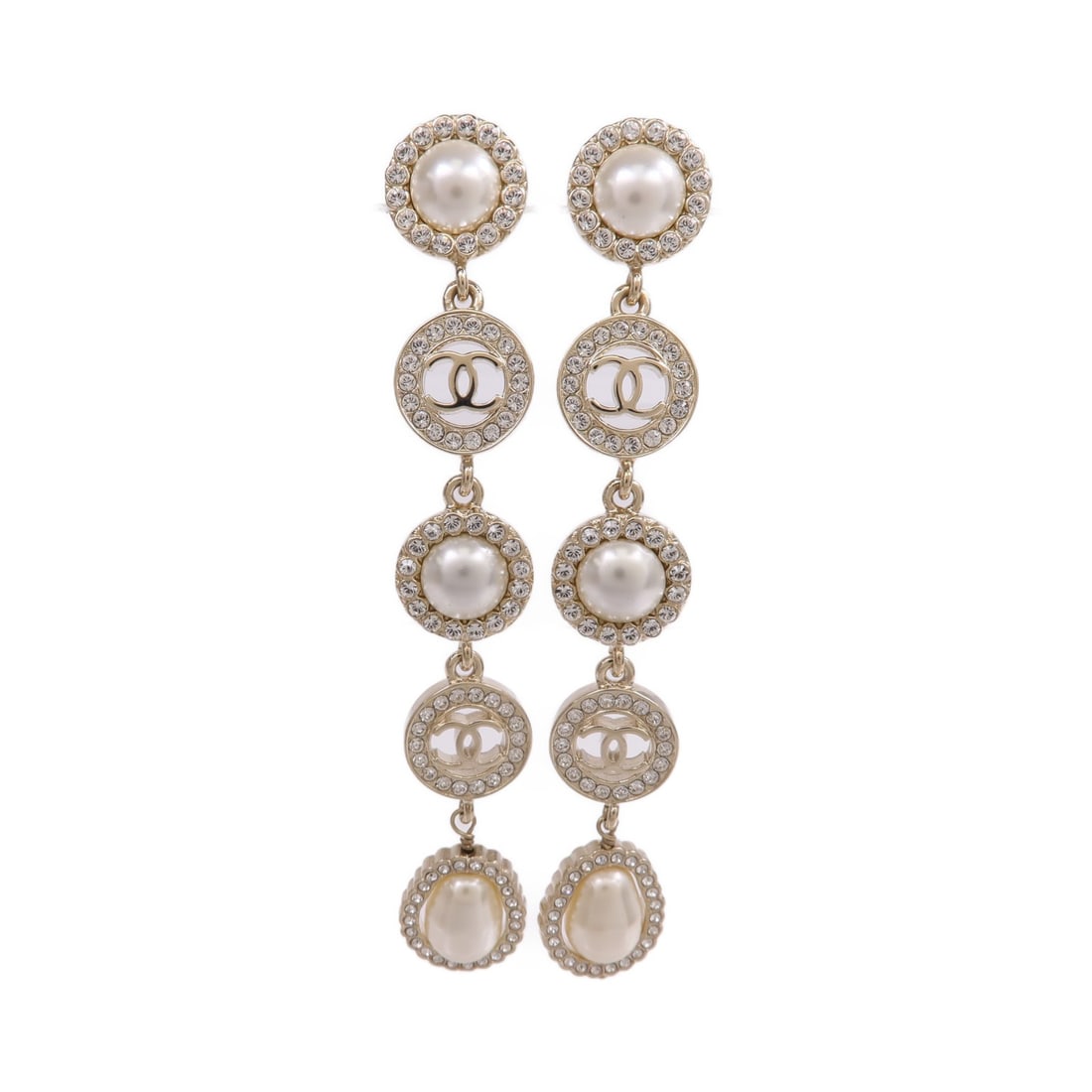 Chanel Gold Tone CC Logo Pierced Earrings: Chanel Gold Tone CC Logo Pierced Earrings These CHANEL CC pierced earrings feature a gold-tone metal design with the iconic CC logo. Made in France, these earrings are crafted for a regular size and d