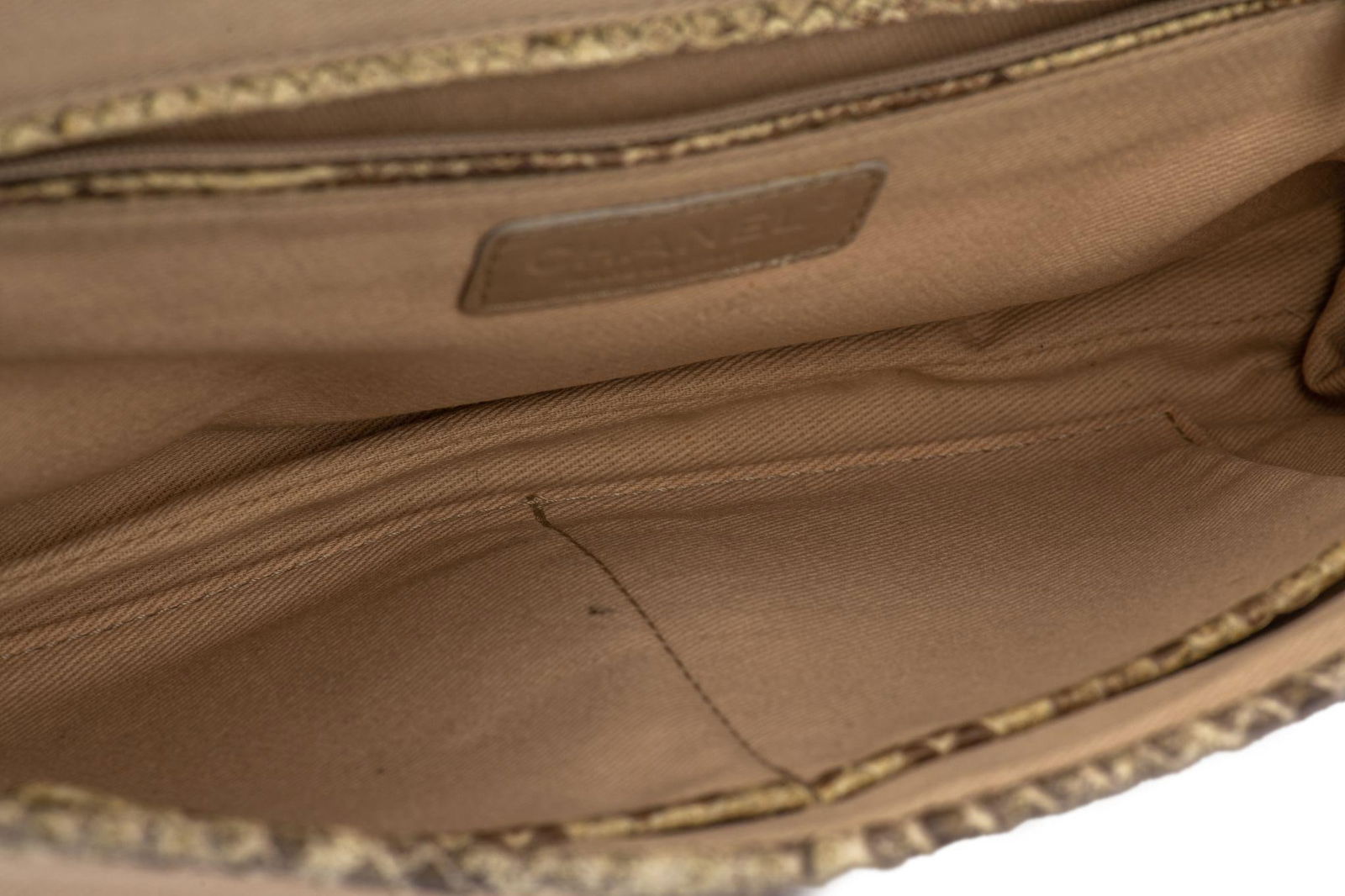 Chanel 2003-2004 Flap Shoulder Bag Python Canvas - 16