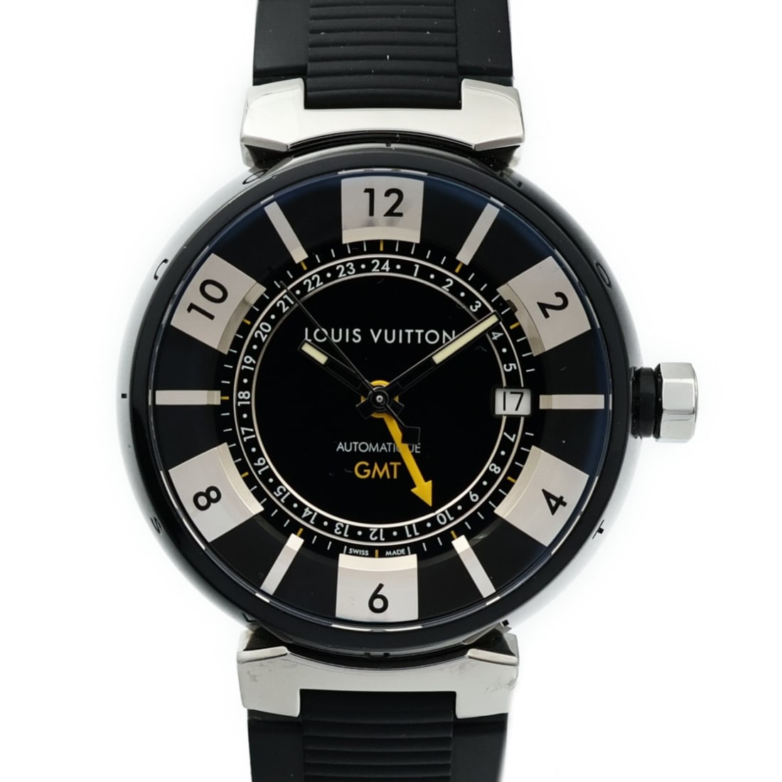 Louis Vuitton Tambour GMT Q113K Black Dial Automatic Stainless Steel Watch (1 of 18)