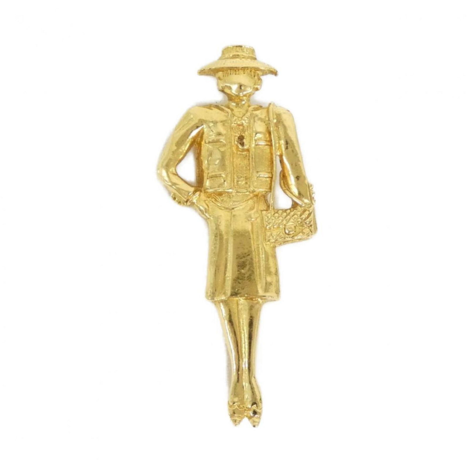 Chanel Mademoiselle Gold Plated Brooch 6cm French Designer Jewelry: Chanel Mademoiselle Gold Plated Brooch 6cm French Designer Jewelry This is a Chanel Mademoiselle accessory designed for women, featuring a gold-plated finish. The item originates from France and measu