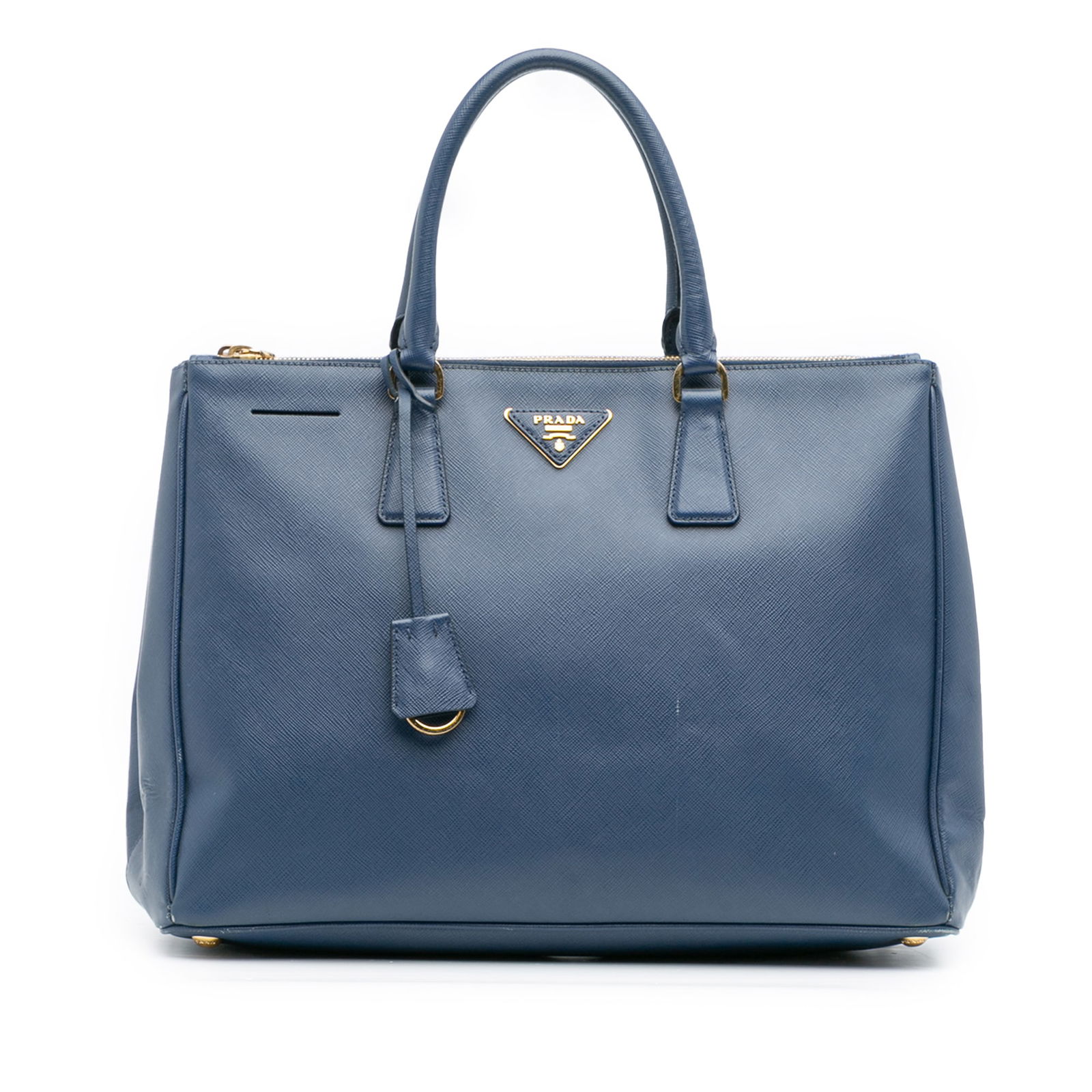 Prada Large Saffiano Lux Galleria Double Zip Tote Blue Leather: Prada Large Saffiano Lux Galleria Double Zip Tote Blue Leather This Prada Large Saffiano Lux Galleria Double Zip Tote is a stylish and functional accessory crafted from premium saffiano leather. It fe