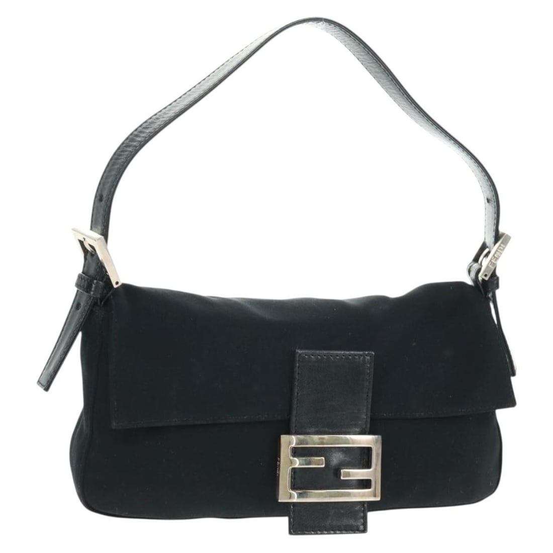 Fendi Mamma Black Canvas Shoulder Bag with Silver Accents and Dust Bag (1 of 18)