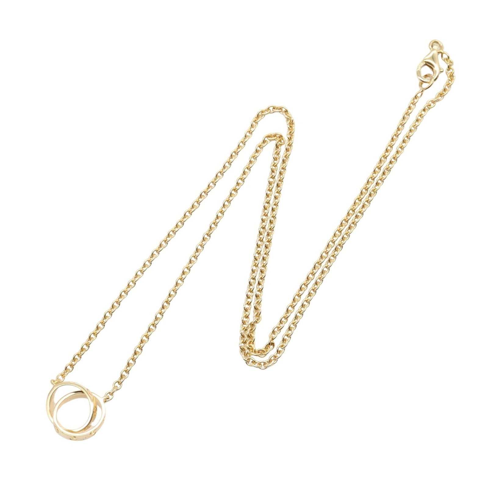 Yellow Gold Cartier Love Circle Necklace 44 cm France: Yellow Gold Cartier Love Circle Necklace 44 cm France Cartier Love Circle necklace crafted in yellow gold, designed for women. The main body shows slight scratches and has been polished. Made in Franc