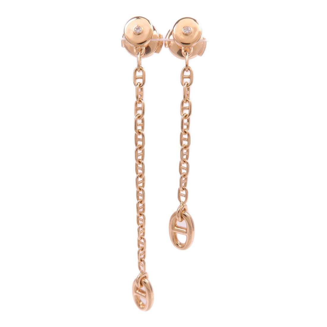 Hermes Farandole Diamond Drop Earrings in 18K Rose Gold: Hermes Farandole Diamond Drop Earrings in 18K Rose Gold These elegant Farandole drop earrings by Hermes are crafted from 18K pink (rose) gold and feature diamond accents. Designed for pierced ears, th
