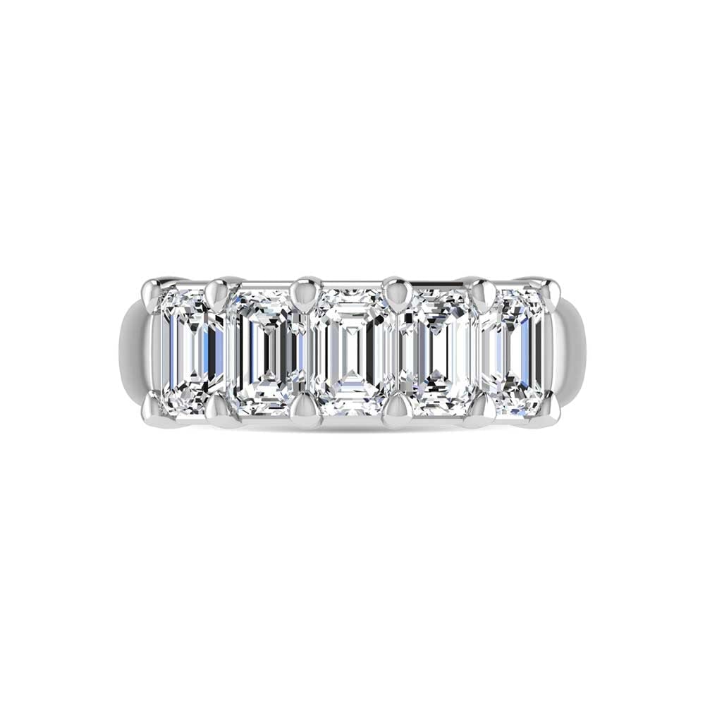 14K White Gold 1 5/8 CT Tw. Emerald Shape Lab Grown Diamond Five Stone Anniversary Band: 14K White Gold 1 5/8 CT Tw. Emerald Shape Lab Grown Diamond Five Stone Anniversary Band Celebrate everlasting love with our stunning Diamond Full Eternity Wedding Band. Crafted in precious metal, this