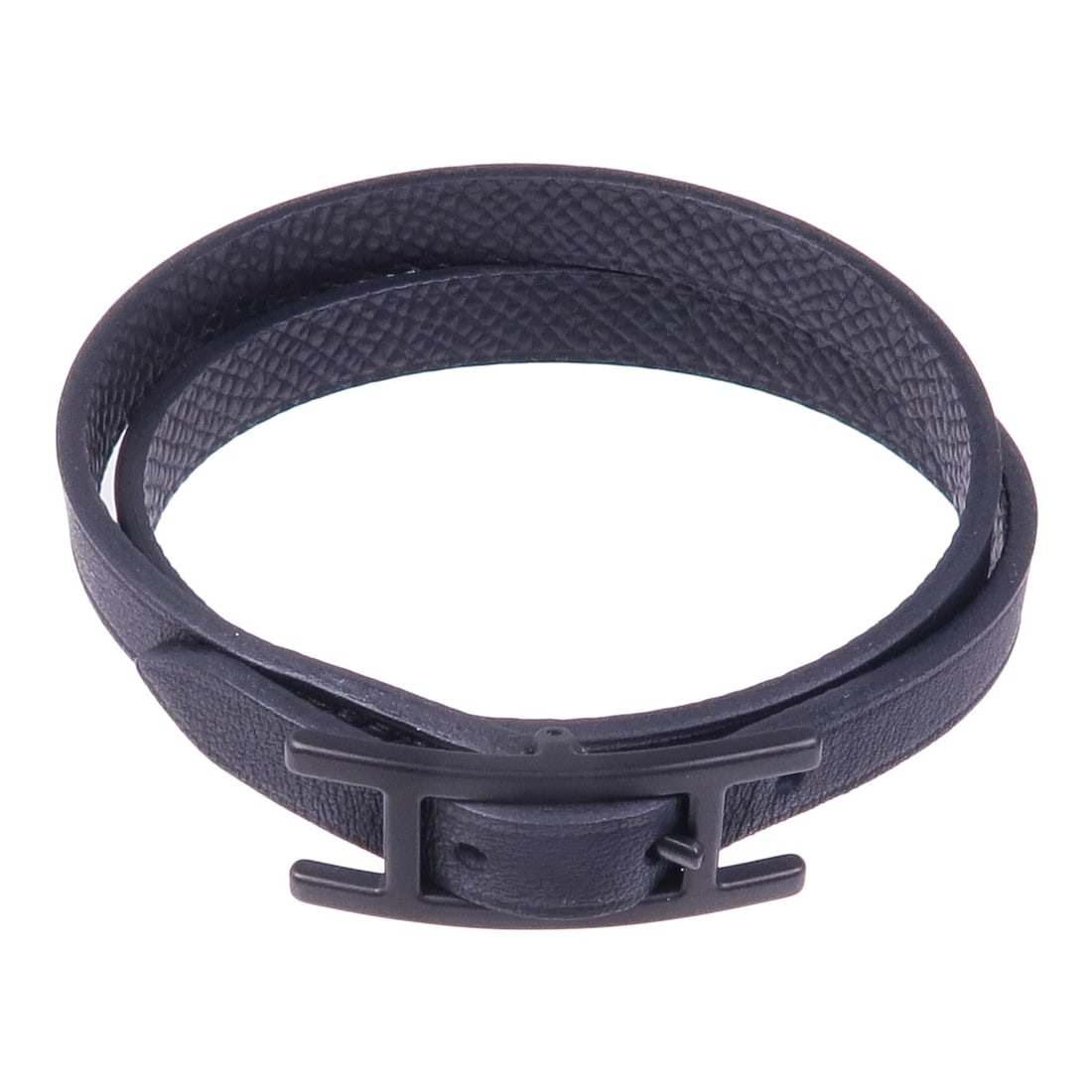 HERMES Behapi Double Tour Black Calfskin Leather Bracelet (1 of 9)