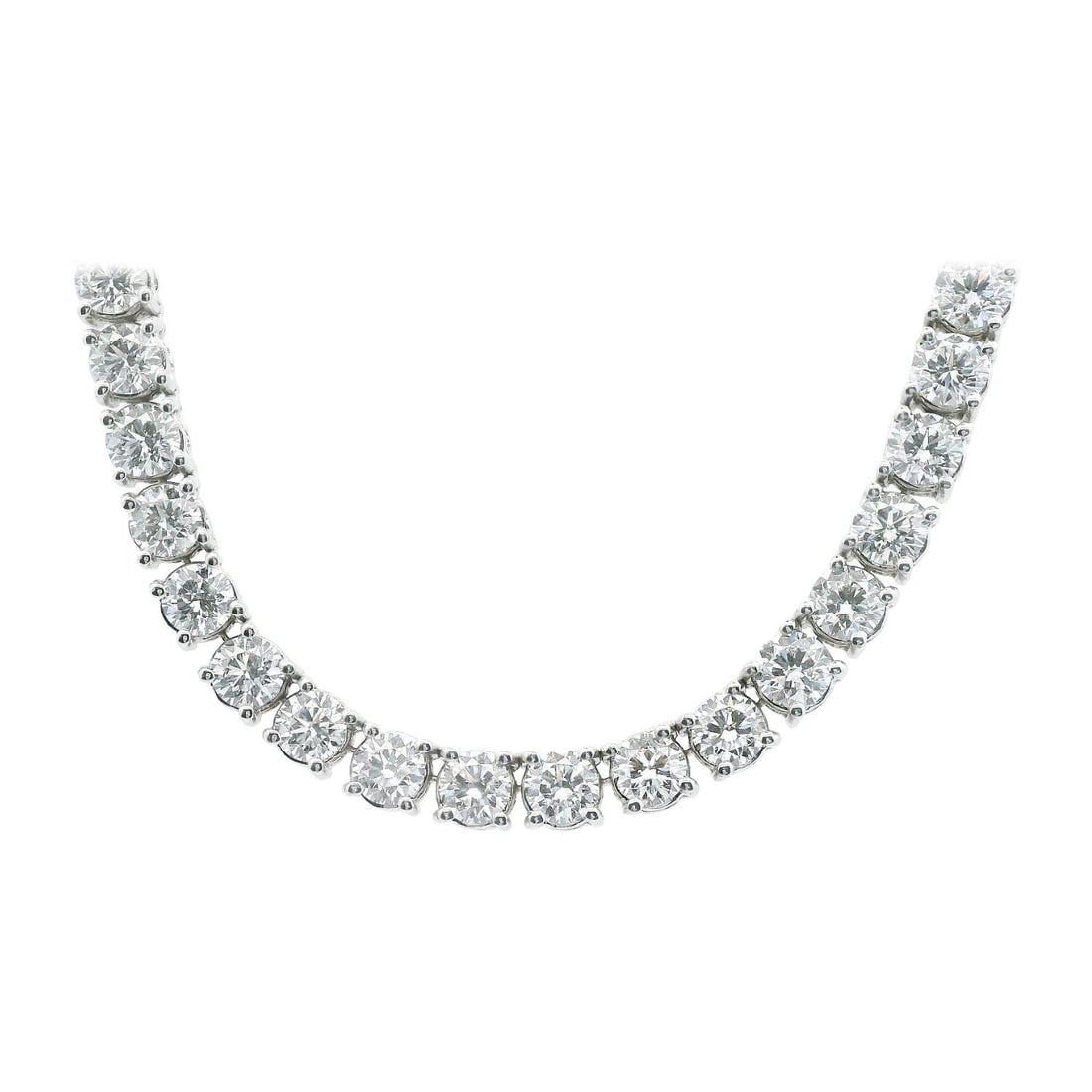 32.73ct GIA Diamond Tennis Necklace 18k White Gold 18in: 32.73ct GIA Diamond Tennis Necklace 18k White Gold 18in Elevate your elegance with this stunning GIA certified diamond tennis necklace, showcasing a total weight of 32.73 carats. Crafted from luxuriou