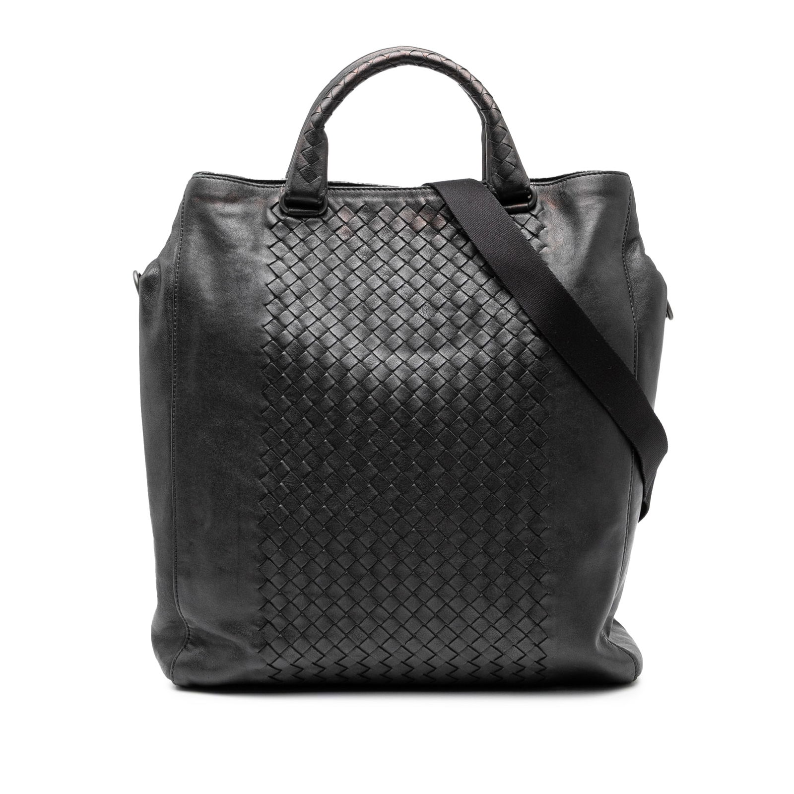Bottega Veneta Black Nappa Intrecciato Convertible Satchel Italy (1 of 8)
