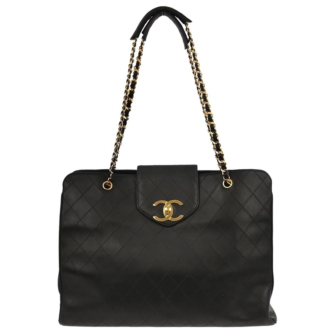 Extra Large Chanel Supermodel Bicolore Leather Shoulder Tote Bag Black: Extra Large Chanel Supermodel Bicolore Leather Shoulder Tote Bag Black This Chanel Black Lambskin Bicolore Supermodel Shoulder Bag features a luxurious leather exterior with a signature logo accent. D